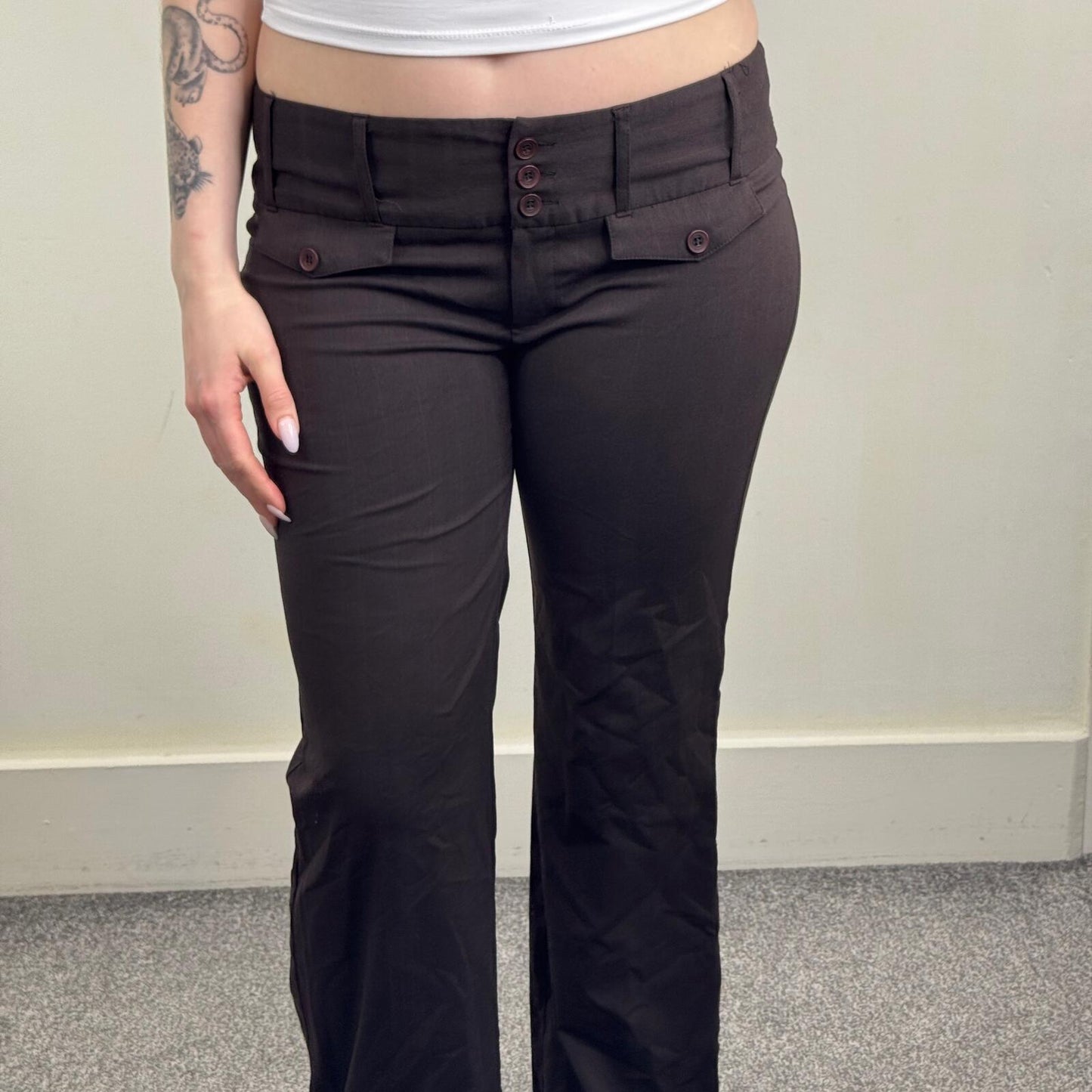 Y2K vintage Bay tailored bootcut trousers dress pants low rise pinstripe stretch