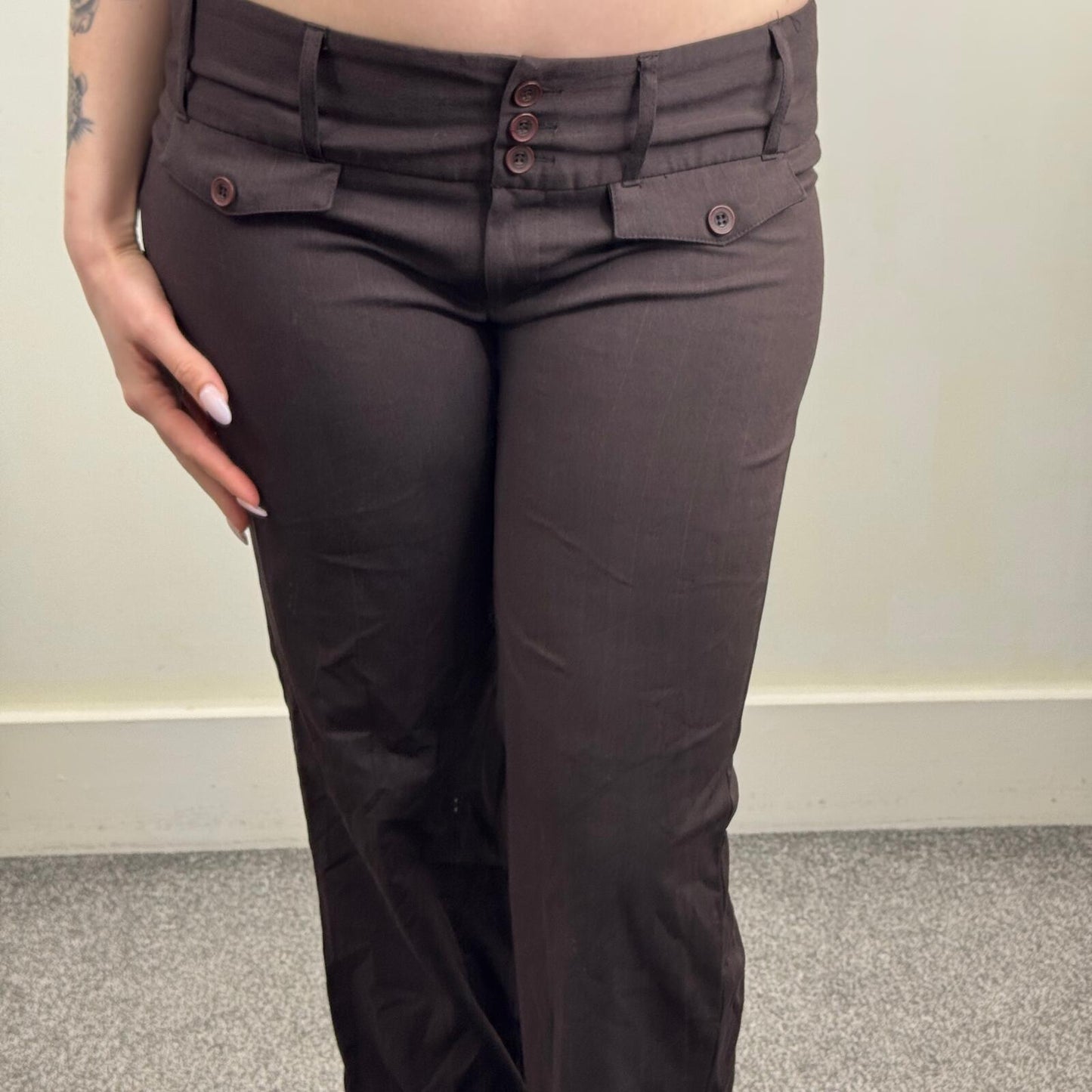 Y2K vintage Bay tailored bootcut trousers dress pants low rise pinstripe stretch