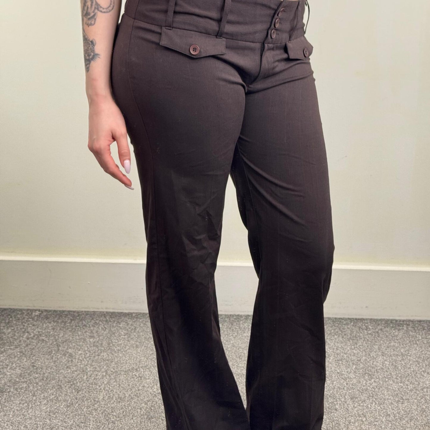 Y2K vintage Bay tailored bootcut trousers dress pants low rise pinstripe stretch