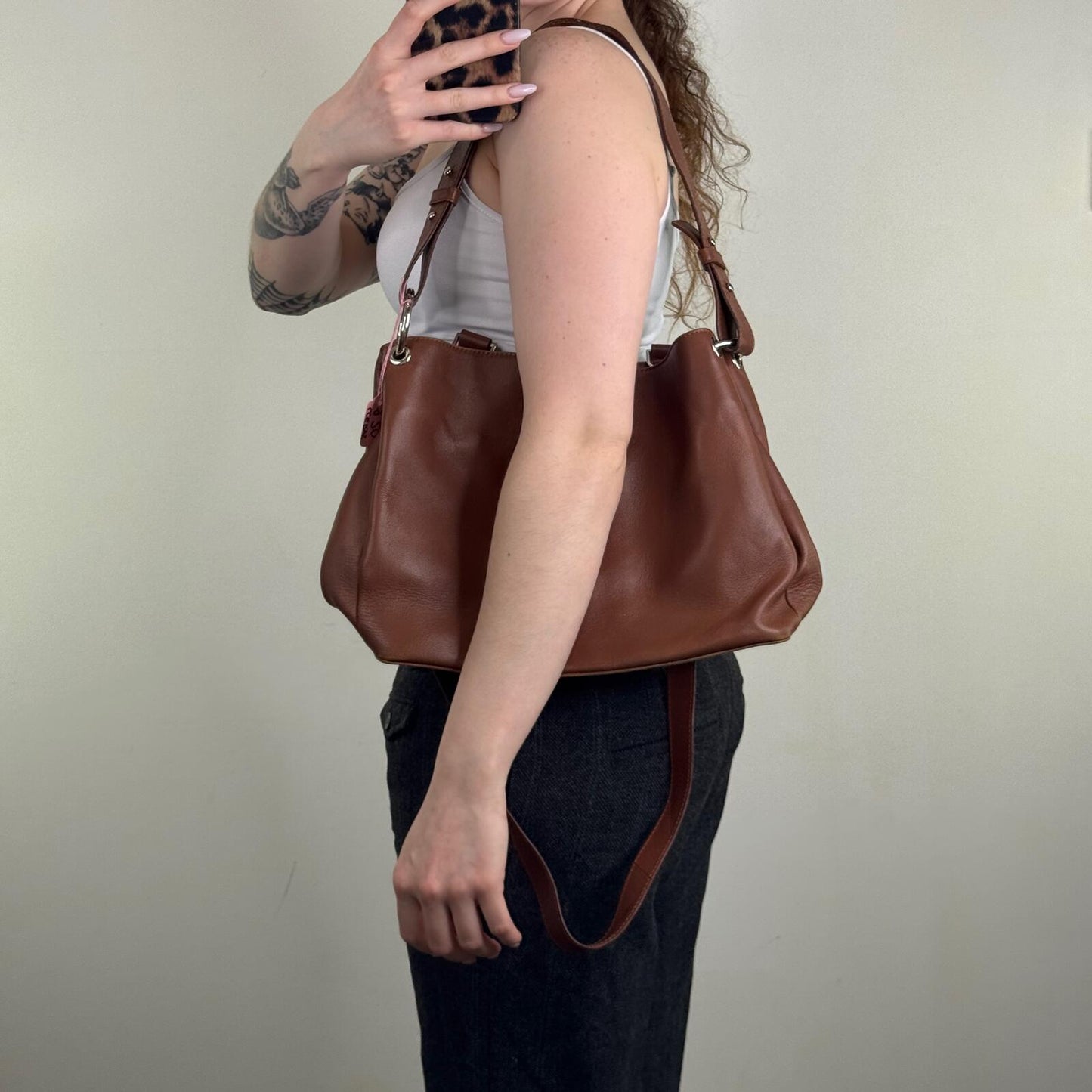 Y2K vintage genuine leather shoulder bag crossbody strap medium