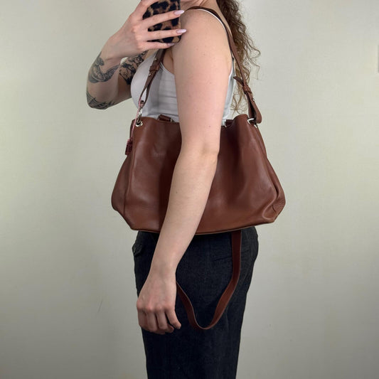 Y2K vintage genuine leather shoulder bag crossbody strap medium