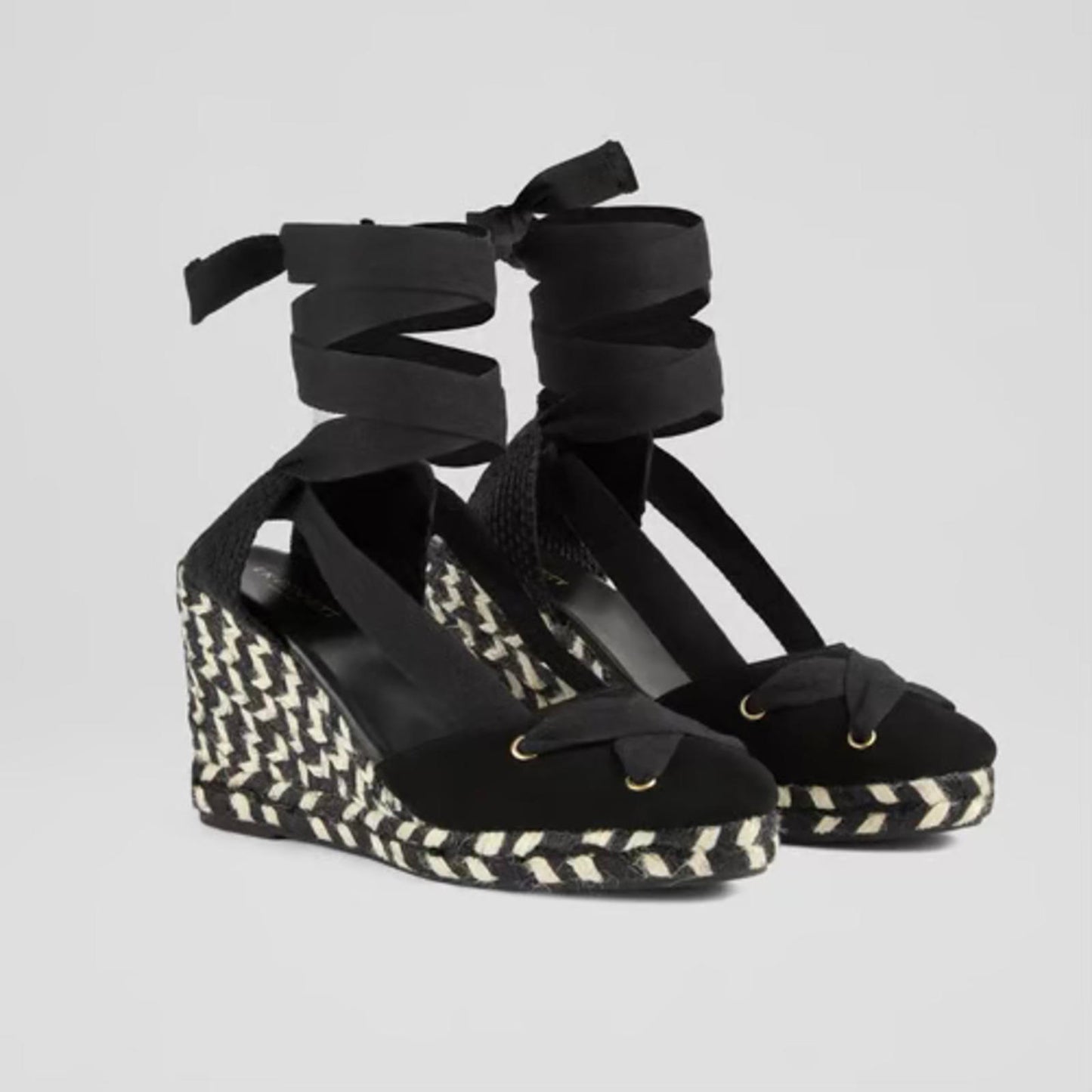 LK Bennett Ophelia wedge sandals braided espadrilles lace up block summer