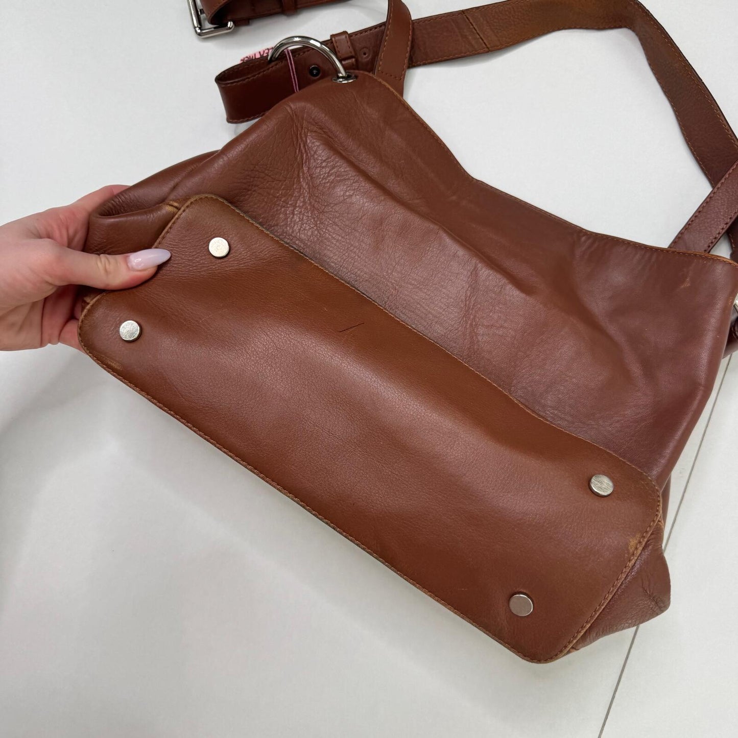 Y2K vintage genuine leather shoulder bag crossbody strap medium