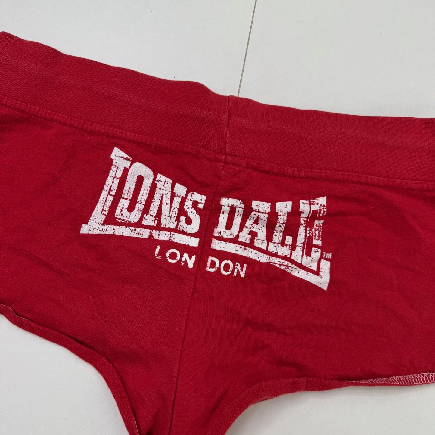 Y2K vintage Lonsdale mini shorts hot pants jersey sweat London sporty drawstring