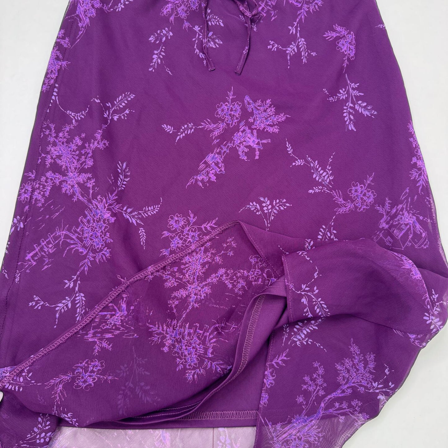 Y2K vintage midi skirt floral overlay purple bow flowy floaty purple flower