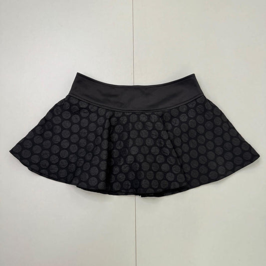Y2K vintage mini skirt bubble low rise circle pattern satin black rara a line