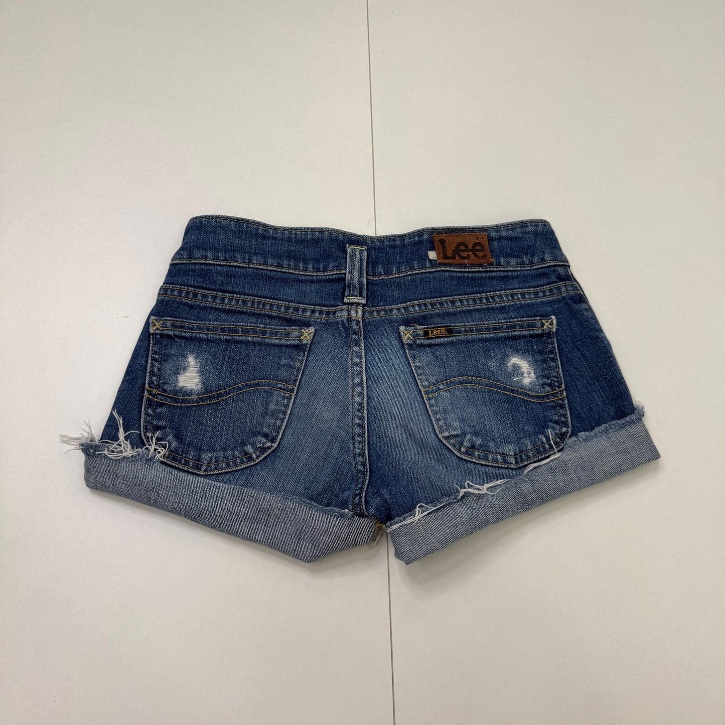 Y2K vintage Lee mini shorts low rise distressed denim stretchy