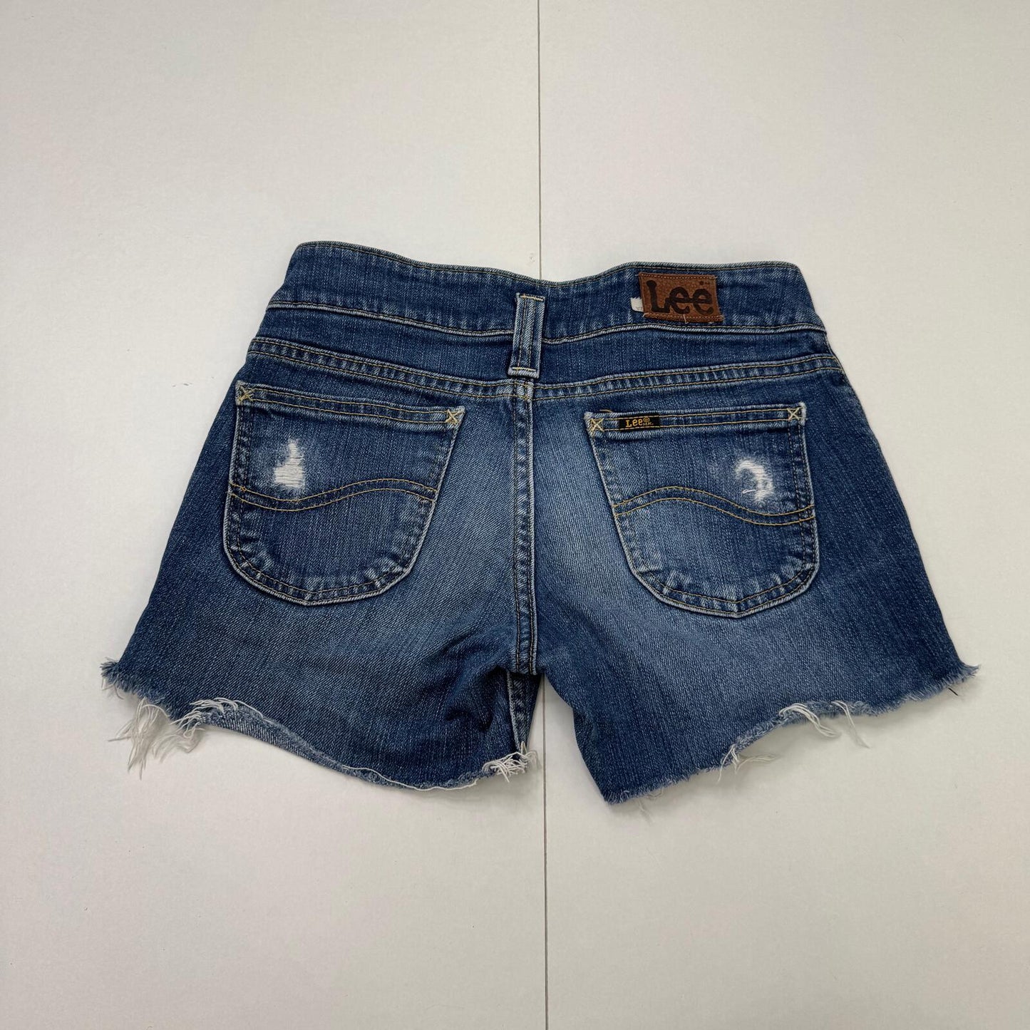 Y2K vintage Lee mini shorts low rise distressed denim stretchy