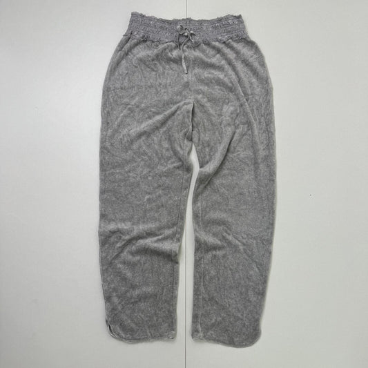 Y2K vintage velvet joggers cropped lace trim waistband bow stretchy short length