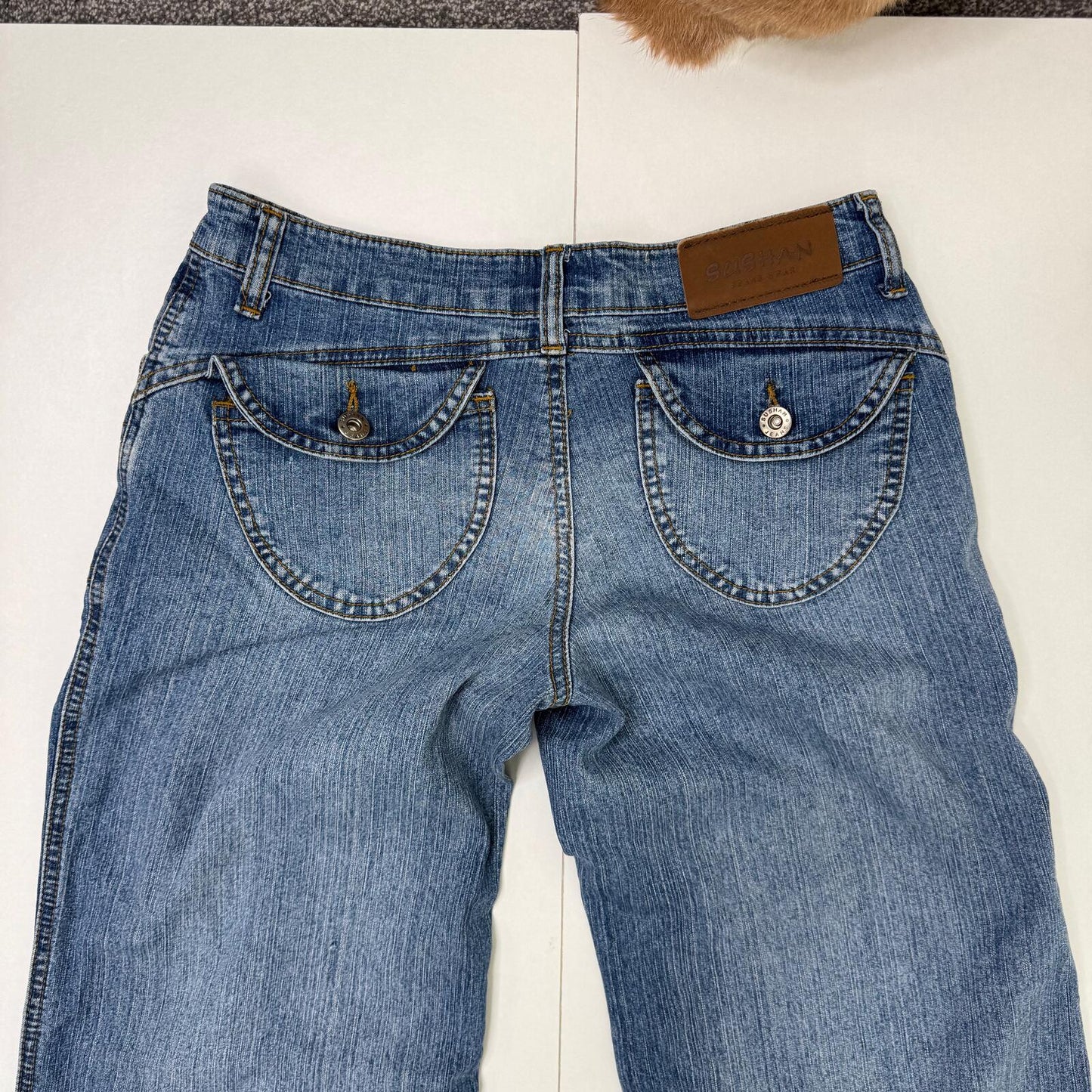 Y2K vintage baggy denim jeans low rise faded light blue cargo pocket stretchy