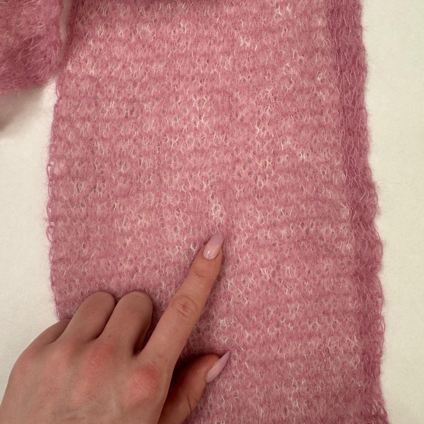 Y2K vintage scarf mohair blend pink white two tone fine knit sheer