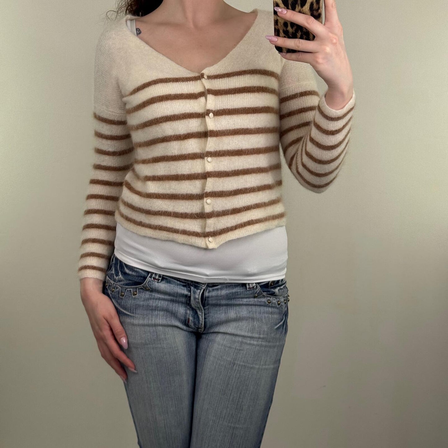 Sezane barry cardigan mohair alpaca blend knit short length v neck button up