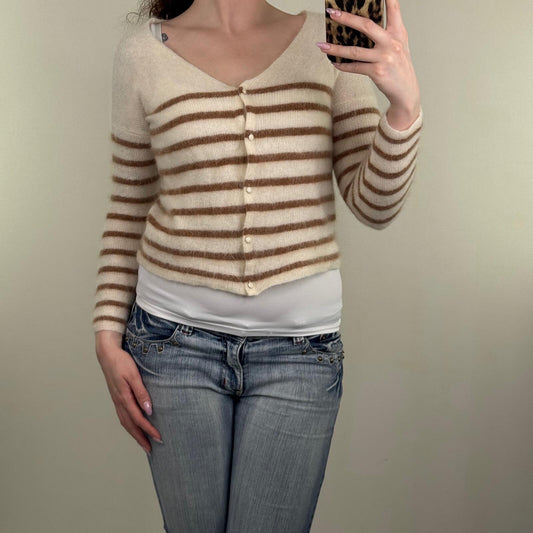 Sezane barry cardigan mohair alpaca blend knit short length v neck button up
