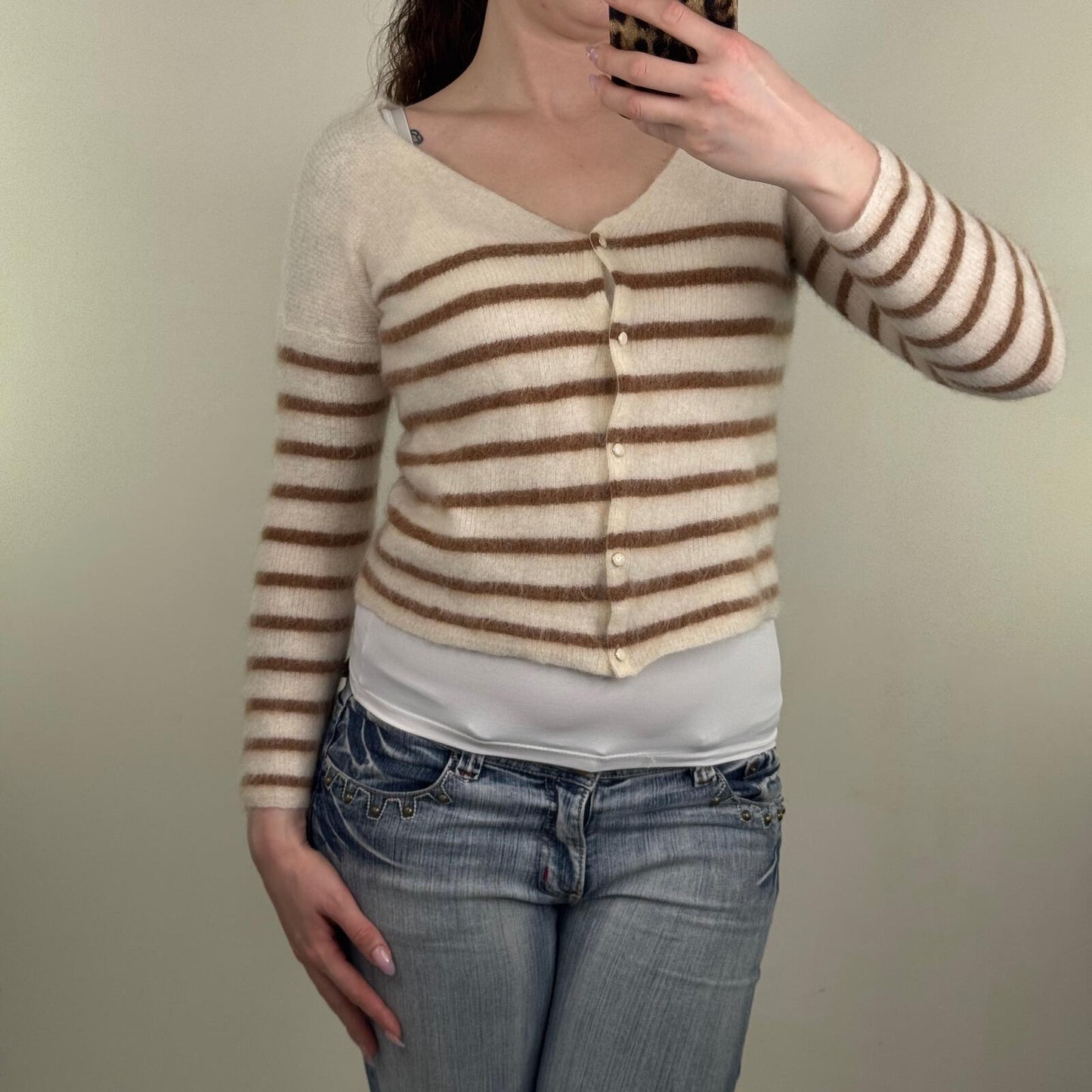 Sezane barry cardigan mohair alpaca blend knit short length v neck button up