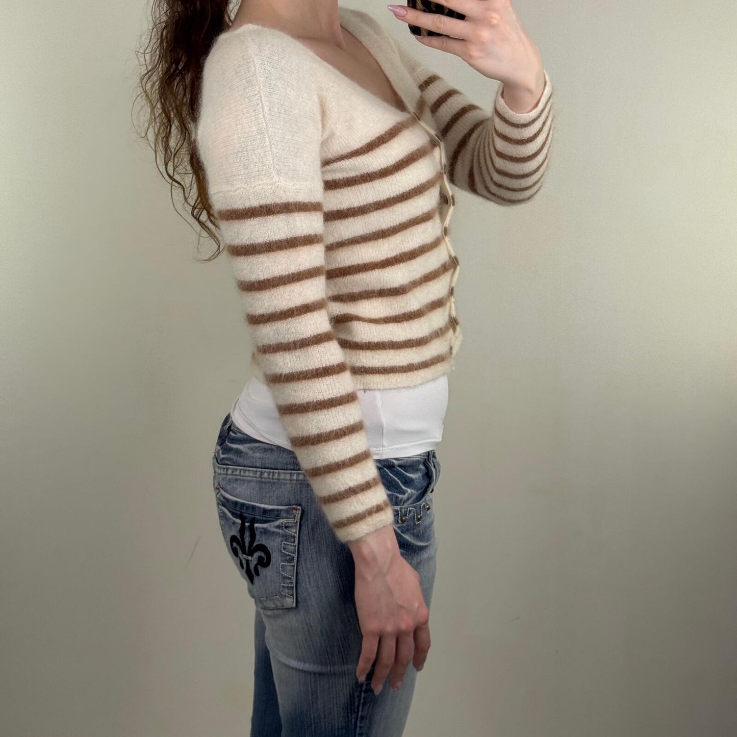 Sezane barry cardigan mohair alpaca blend knit short length v neck button up