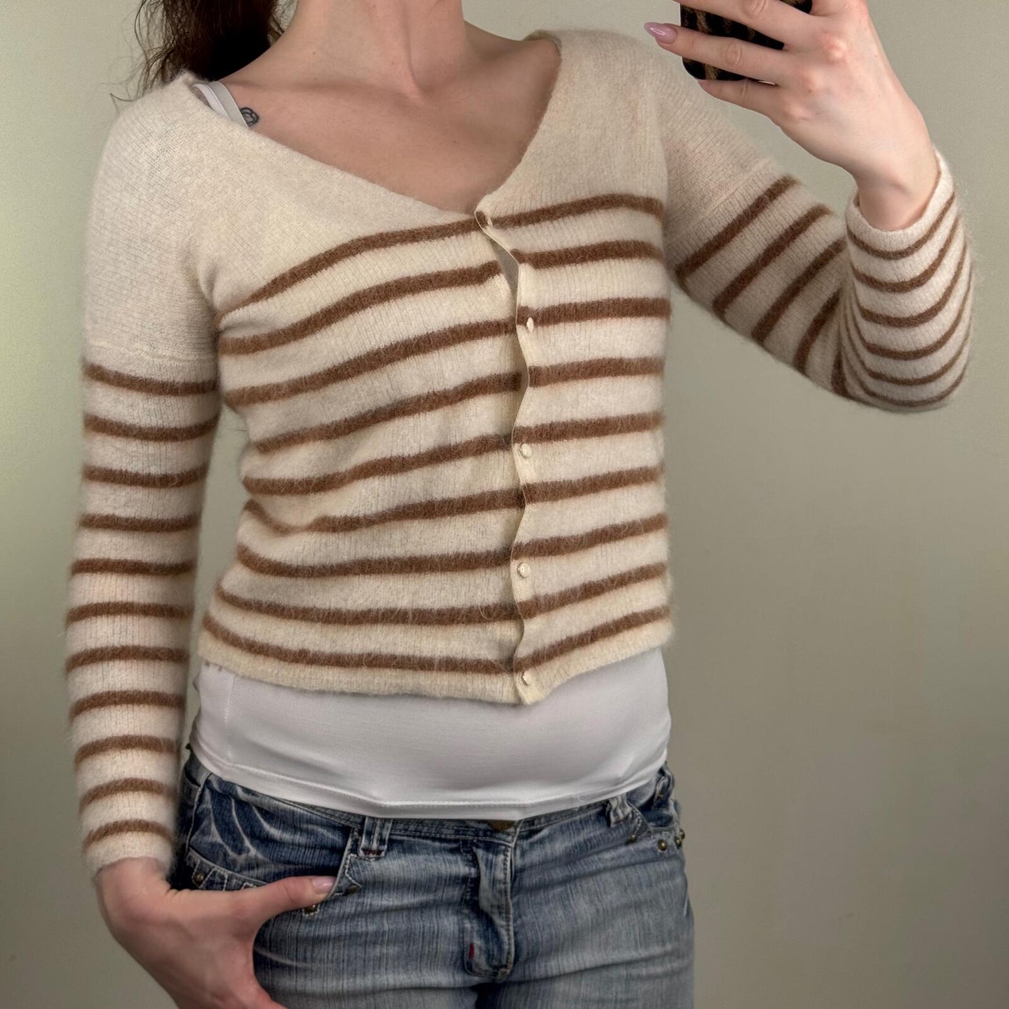 Sezane barry cardigan mohair alpaca blend knit short length v neck button up