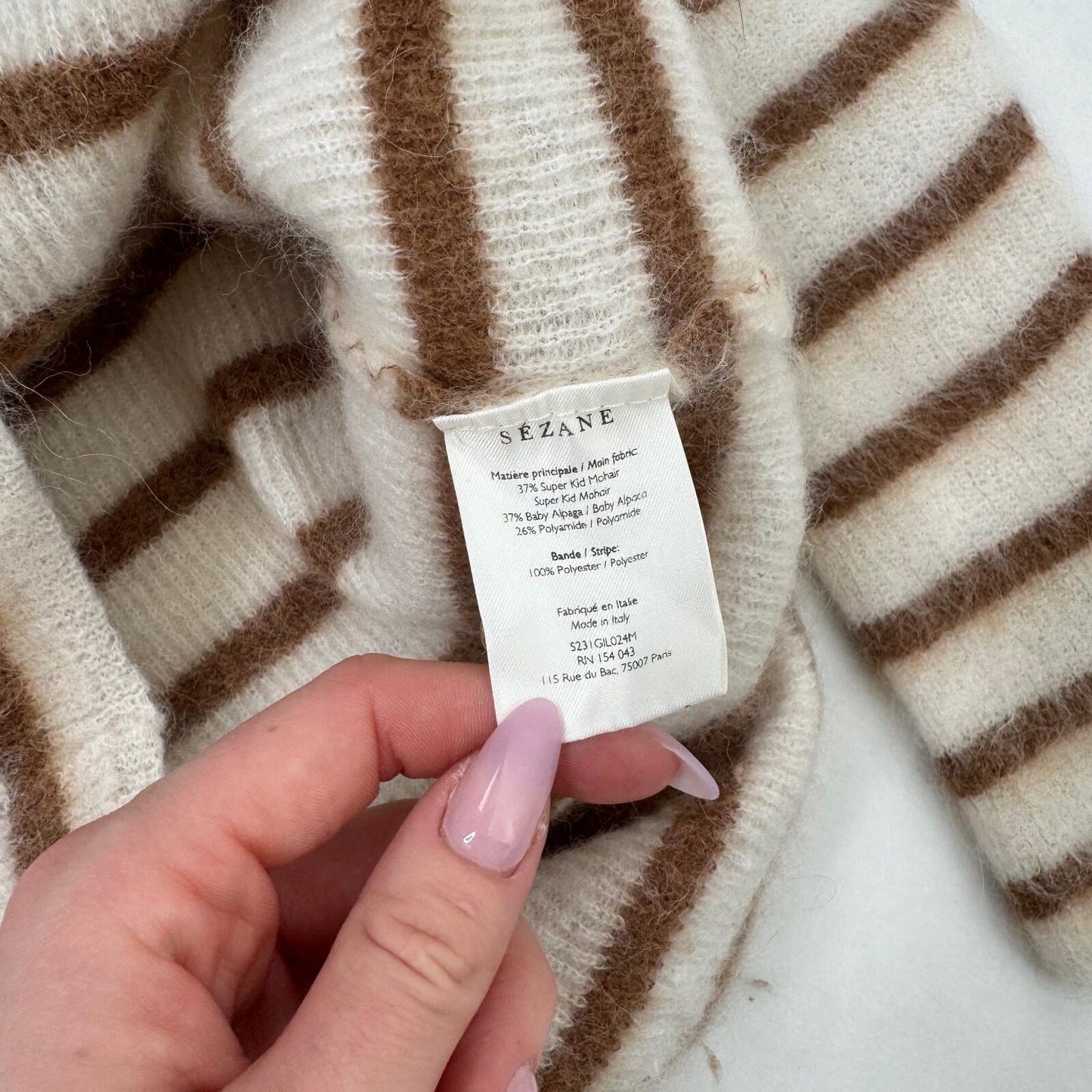 Sezane barry cardigan mohair alpaca blend knit short length v neck button up