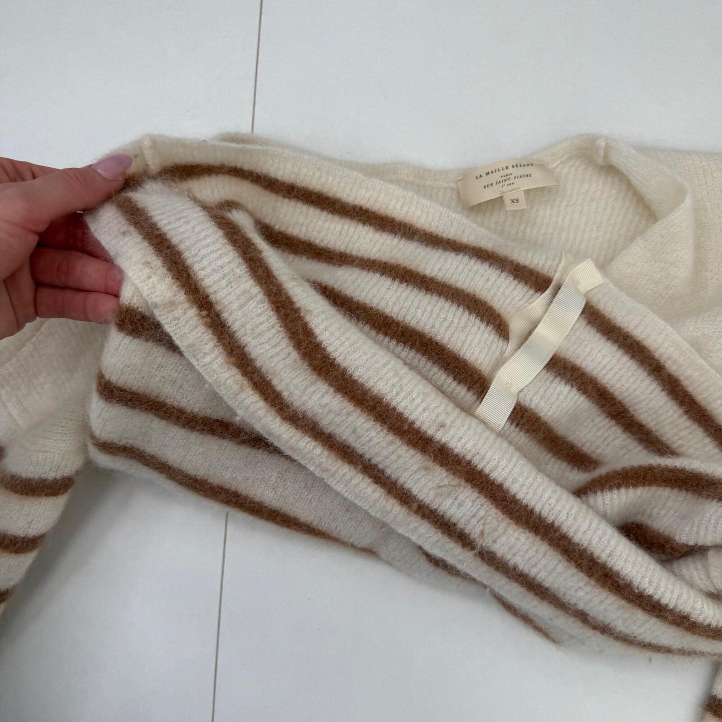 Sezane barry cardigan mohair alpaca blend knit short length v neck button up