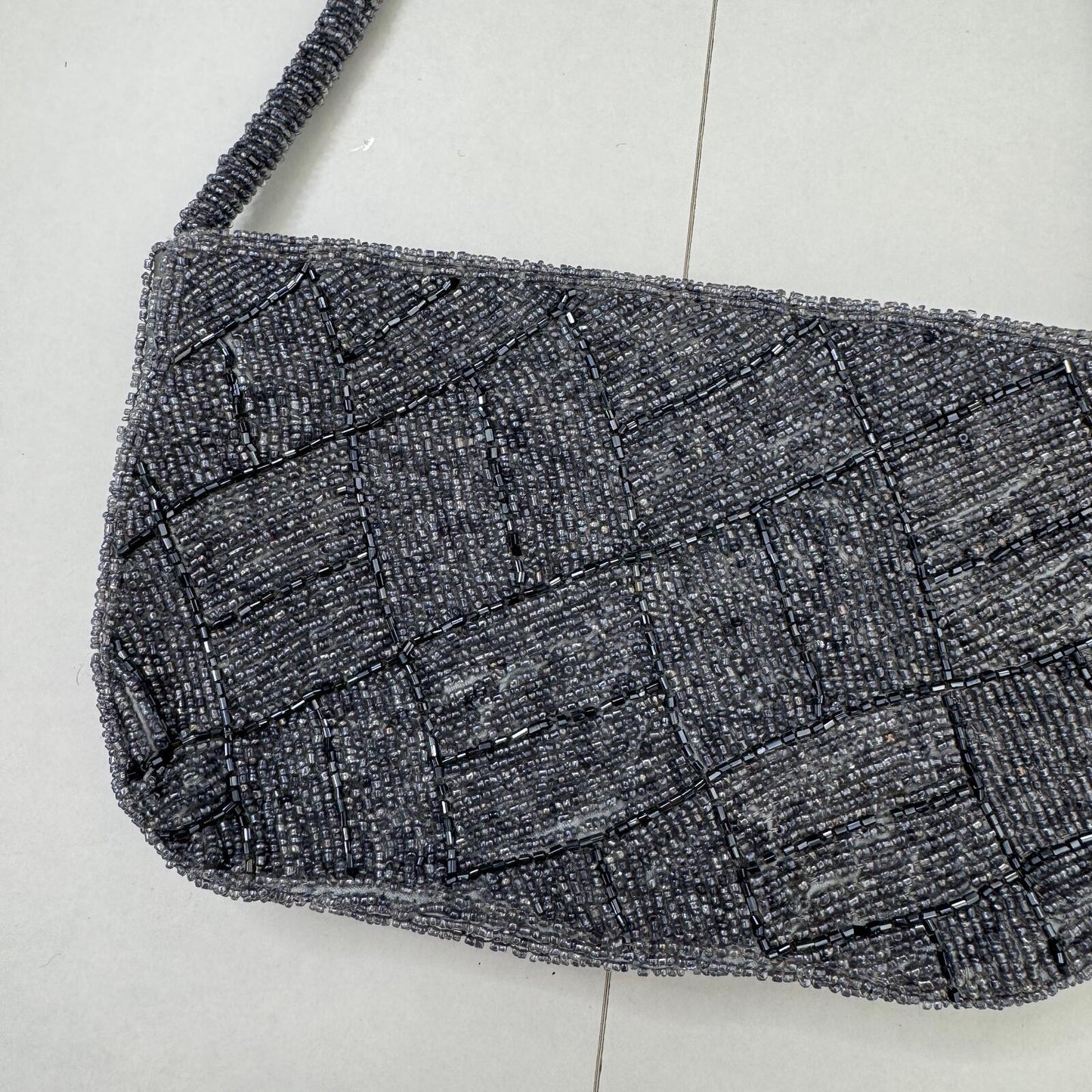 Y2K vintage handbag beaded silver grey party festival evening going out small