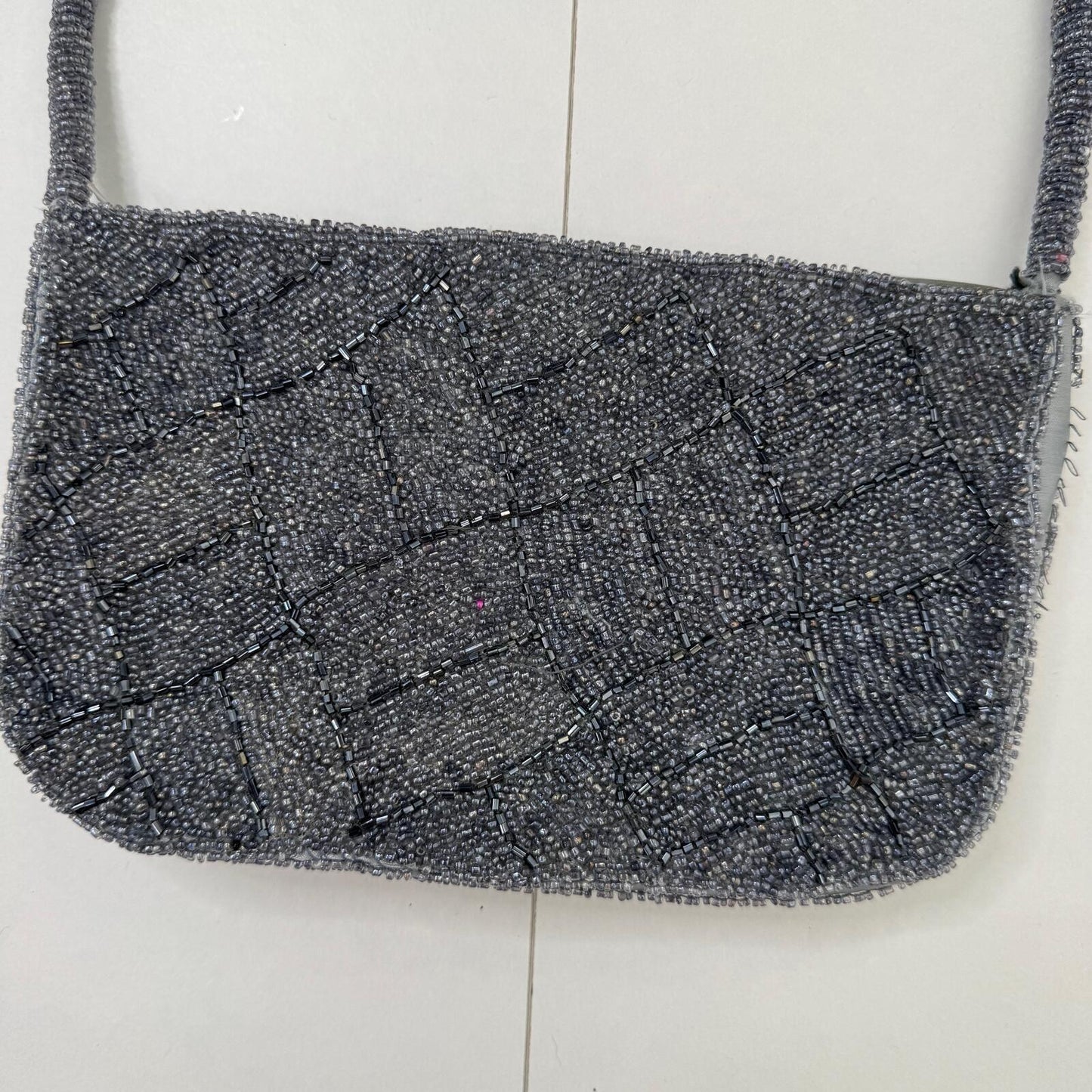 Y2K vintage handbag beaded silver grey party festival evening going out small