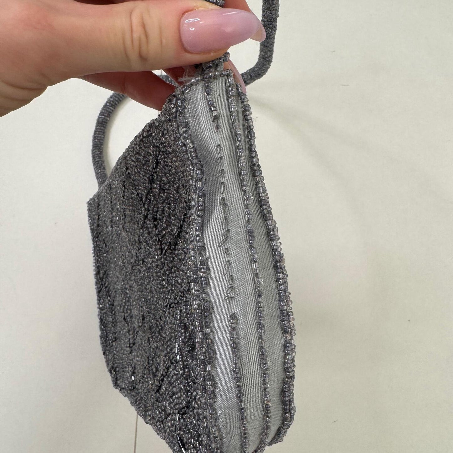 Y2K vintage handbag beaded silver grey party festival evening going out small