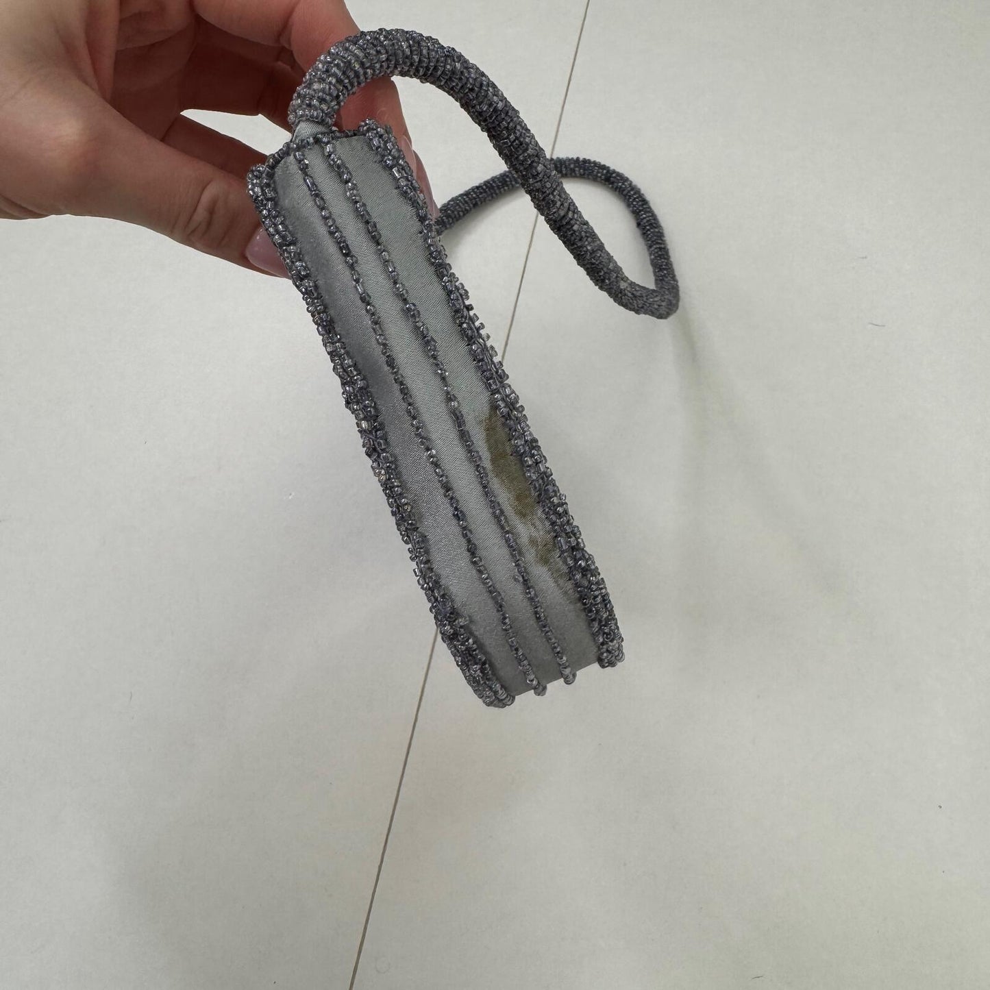 Y2K vintage handbag beaded silver grey party festival evening going out small