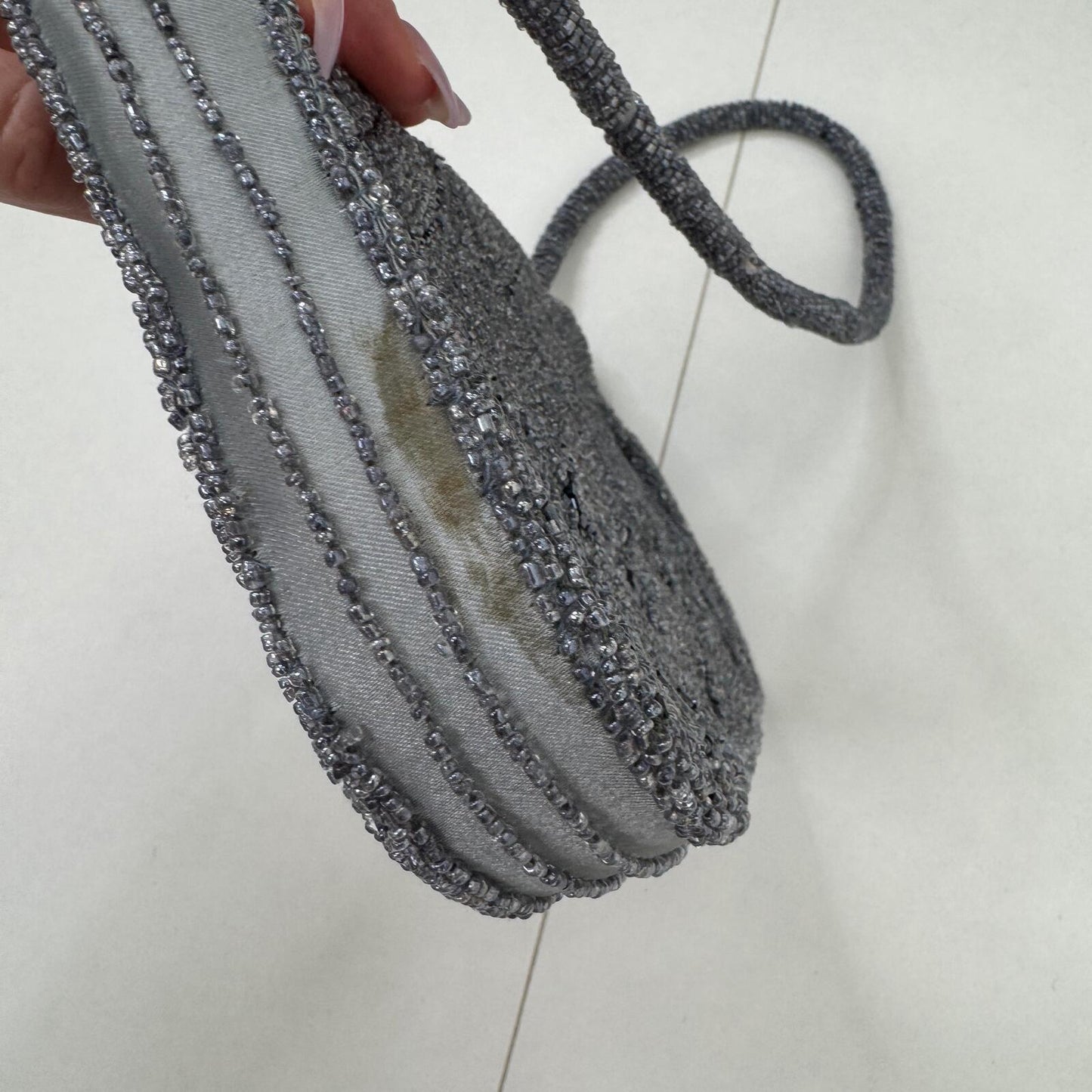 Y2K vintage handbag beaded silver grey party festival evening going out small