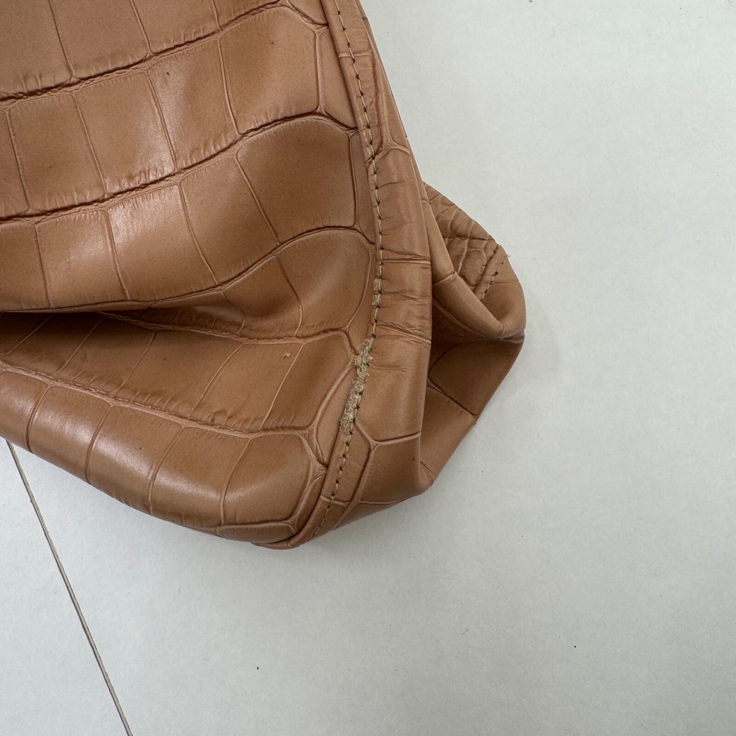 Y2K vintage Longchamp Roseau tote bag handbag cowhide leather crocodile embossed