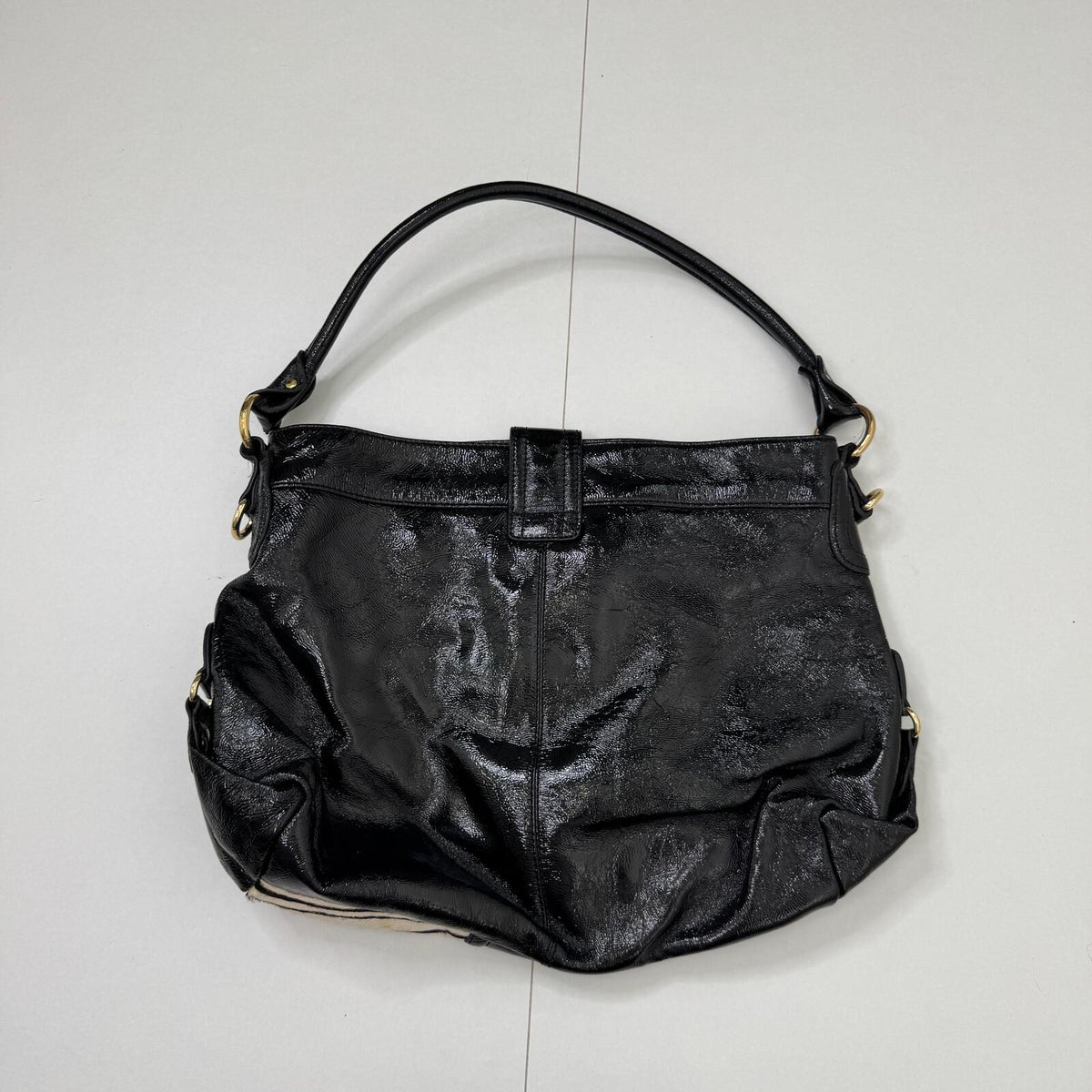 Y2K vintage shoulder bag zebra pony hair genuine leather hobo slouch large lock