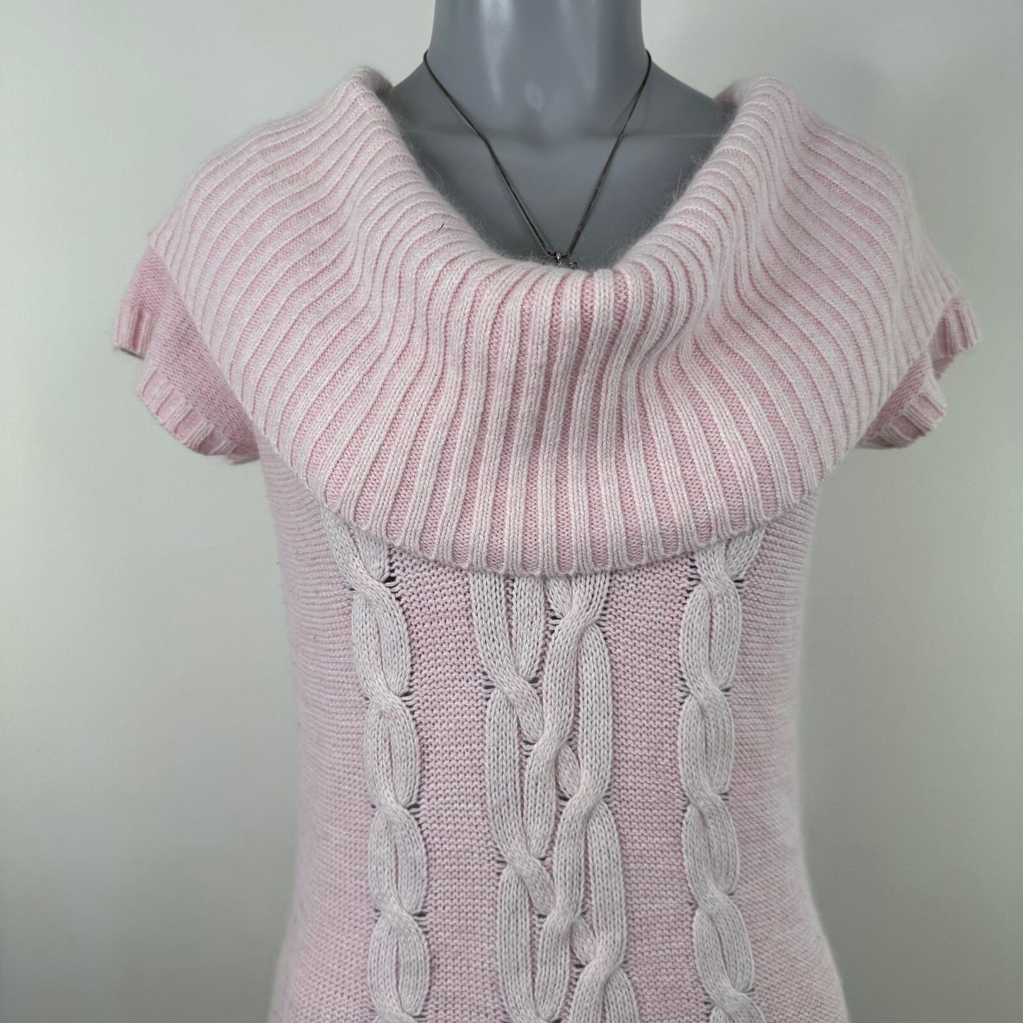 Vintage Y2K Jane Norman cable knit cowl neck sweater dress short sleeve knit