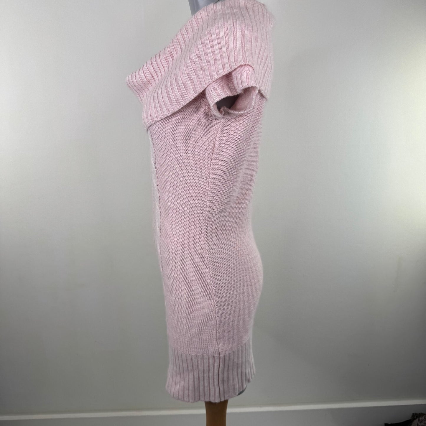 Vintage Y2K Jane Norman cable knit cowl neck sweater dress short sleeve knit