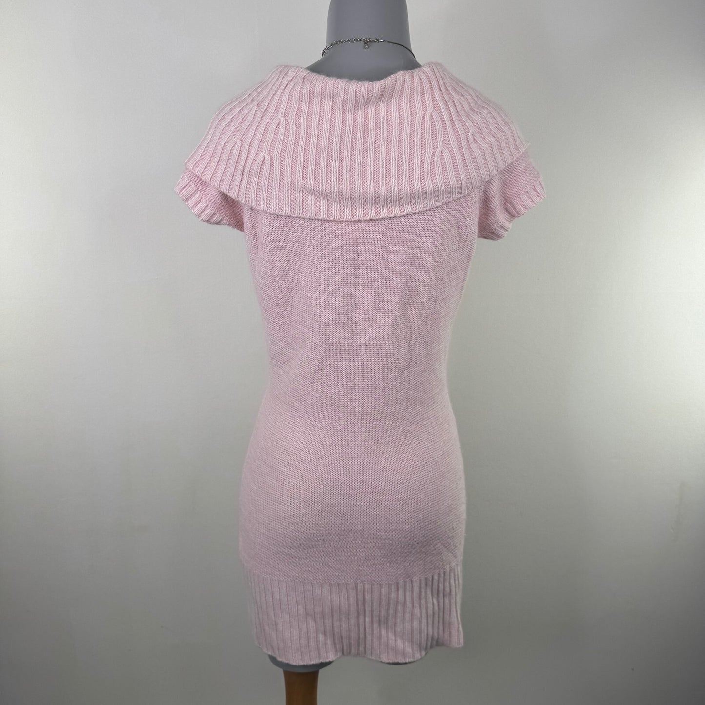 Vintage Y2K Jane Norman cable knit cowl neck sweater dress short sleeve knit
