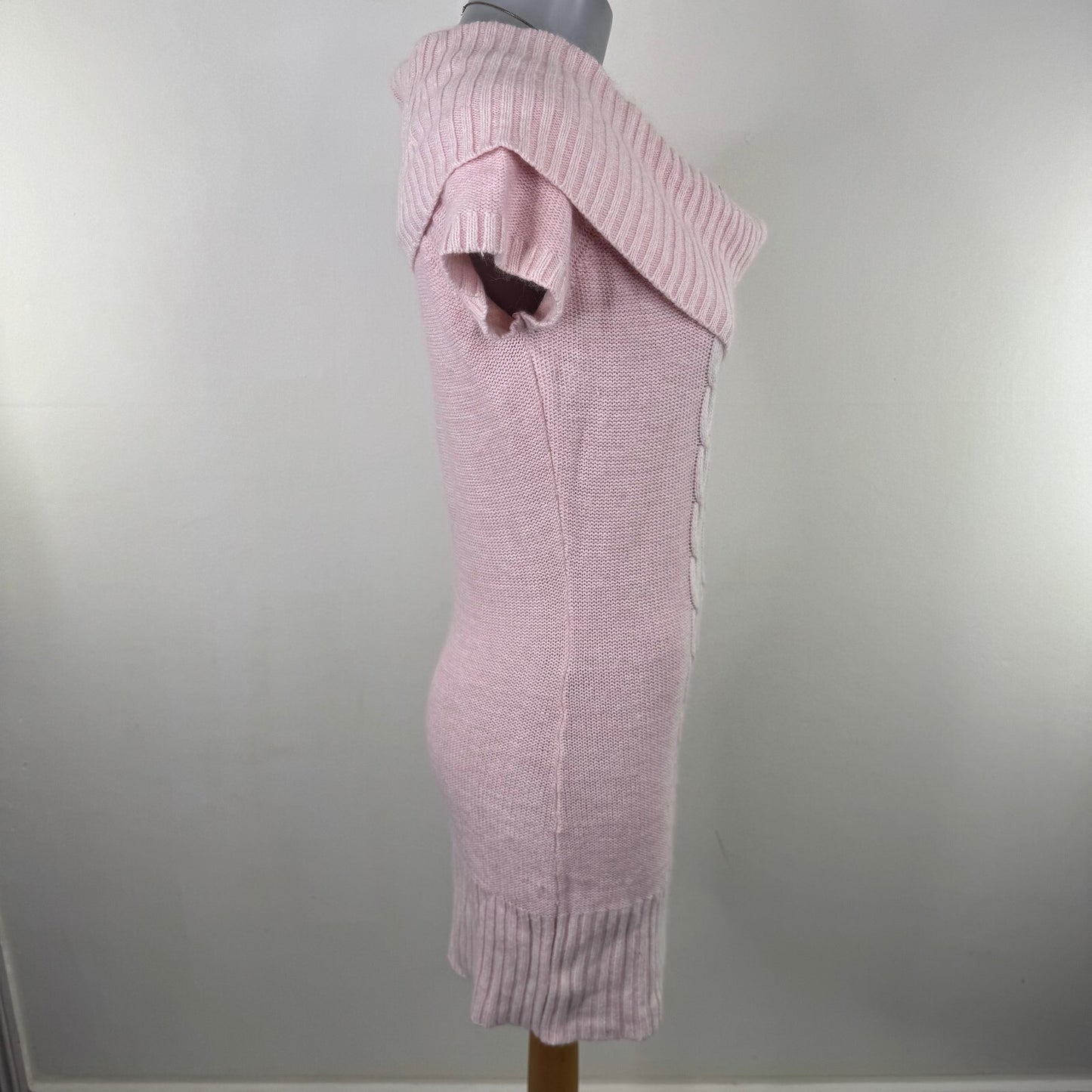 Vintage Y2K Jane Norman cable knit cowl neck sweater dress short sleeve knit