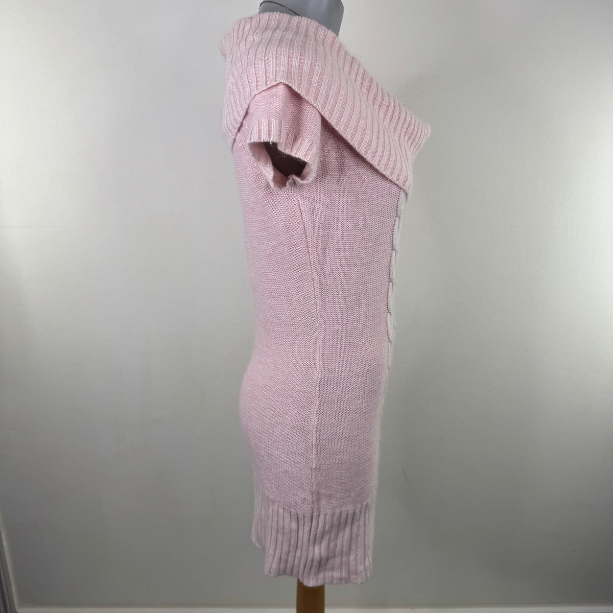 Vintage Y2K Jane Norman cable knit cowl neck sweater dress short sleeve knit