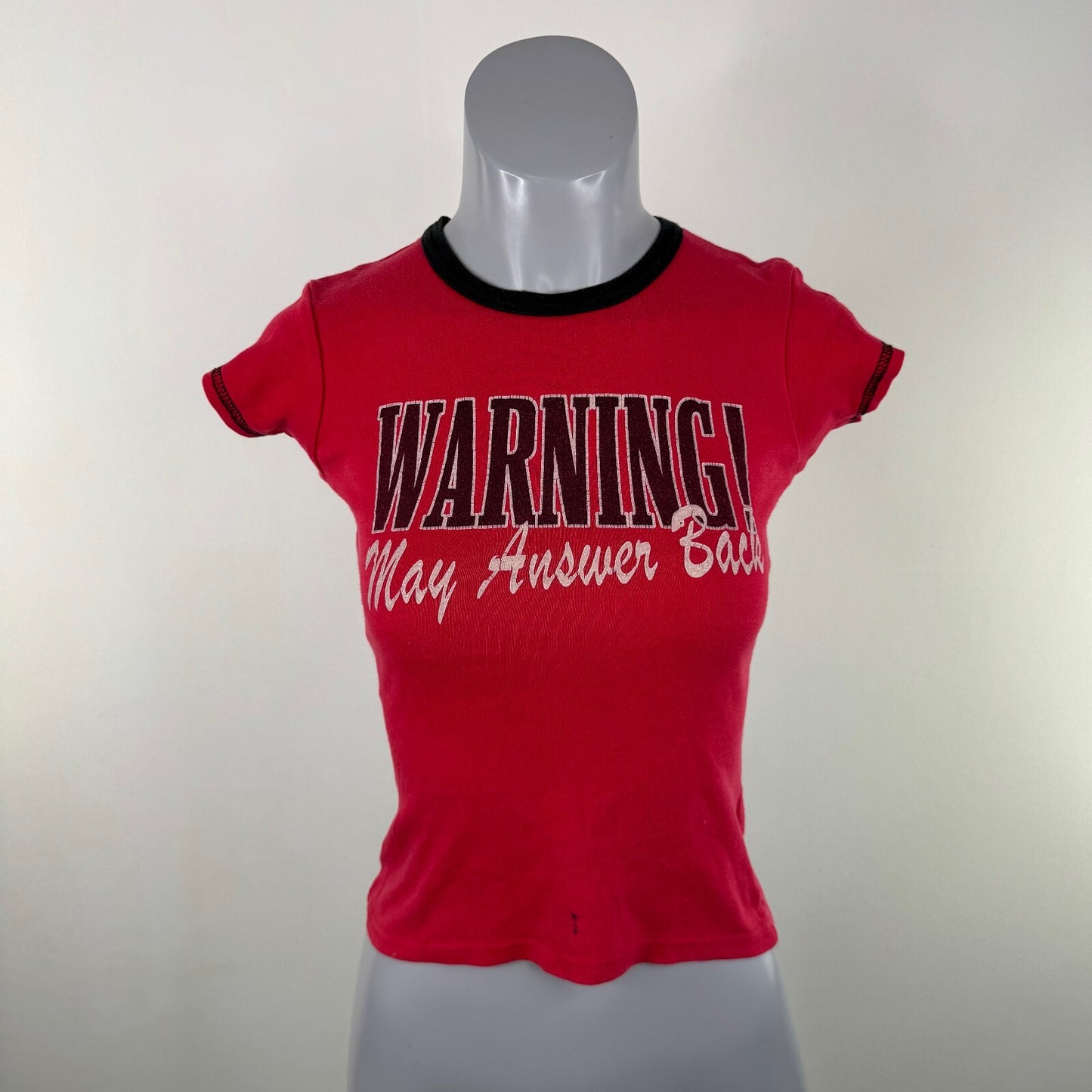 Vintage Y2K graphic baby tee slogan red short sleeve fitted