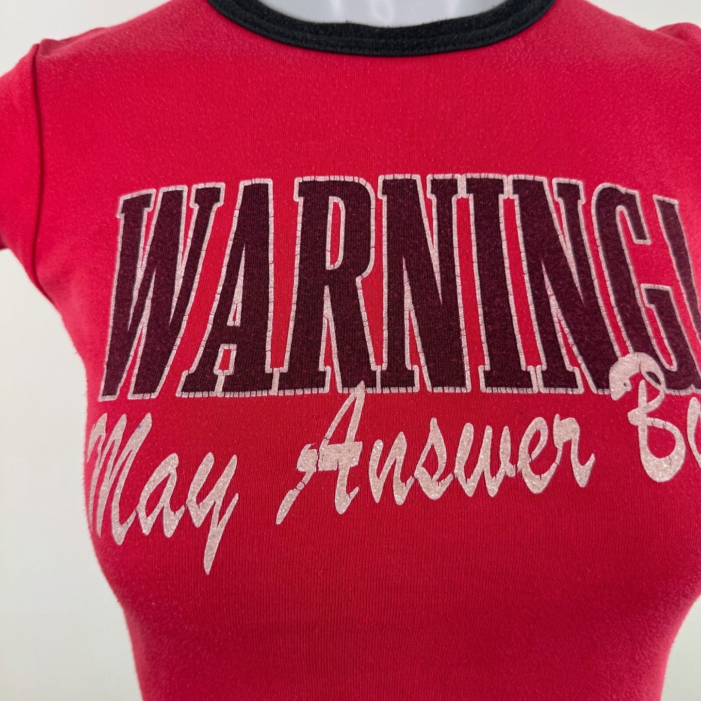 Vintage Y2K graphic baby tee slogan red short sleeve fitted