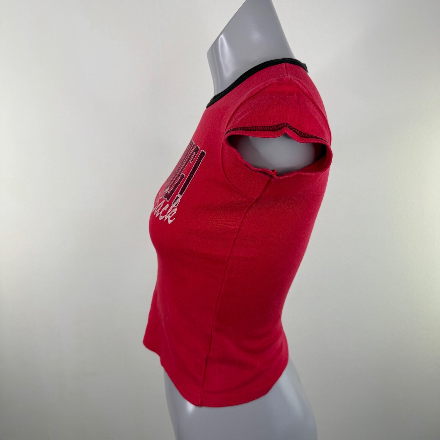 Vintage Y2K graphic baby tee slogan red short sleeve fitted