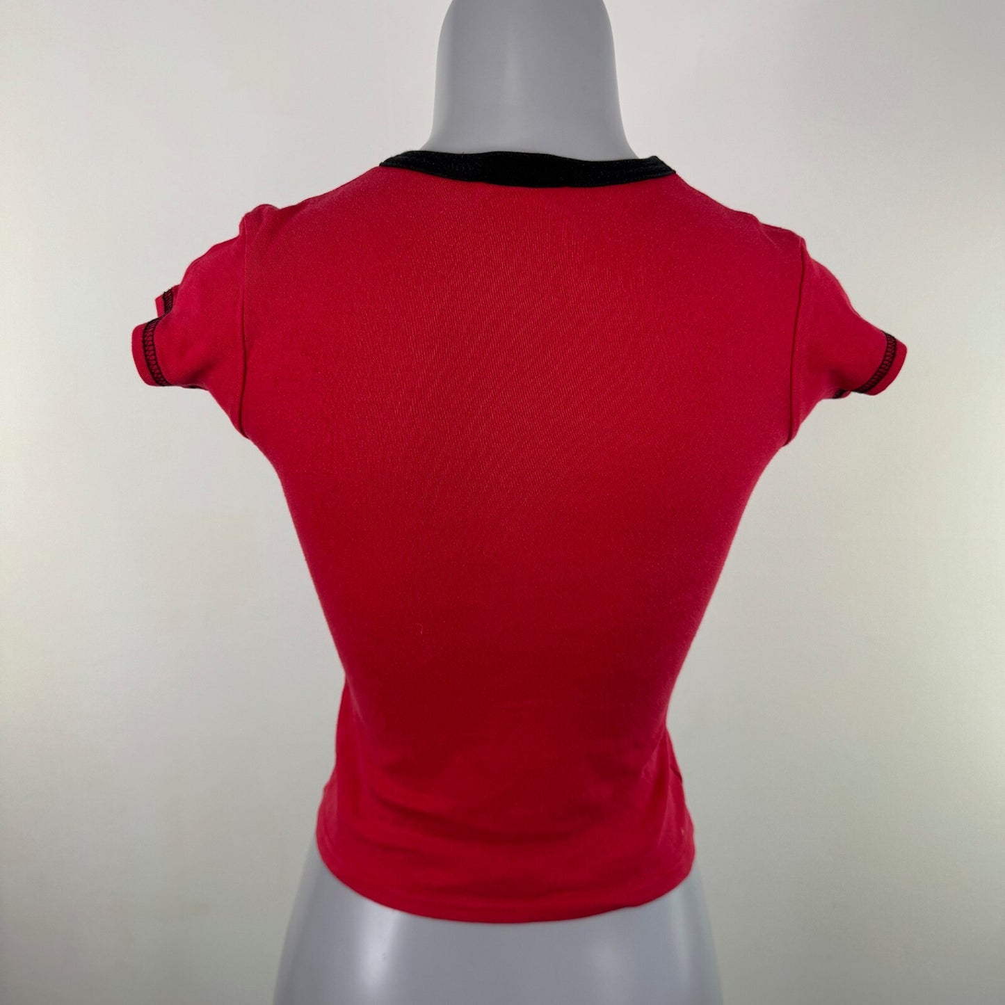 Vintage Y2K graphic baby tee slogan red short sleeve fitted