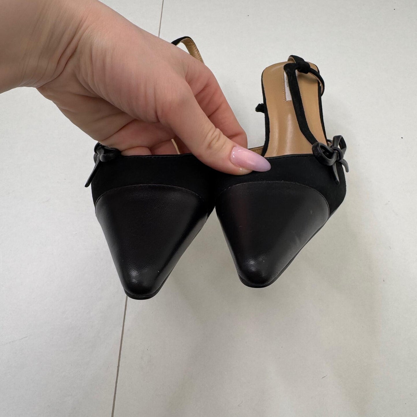 Tony Bianco Harmony slingback heels genuine leather pointed toe stiletto bow