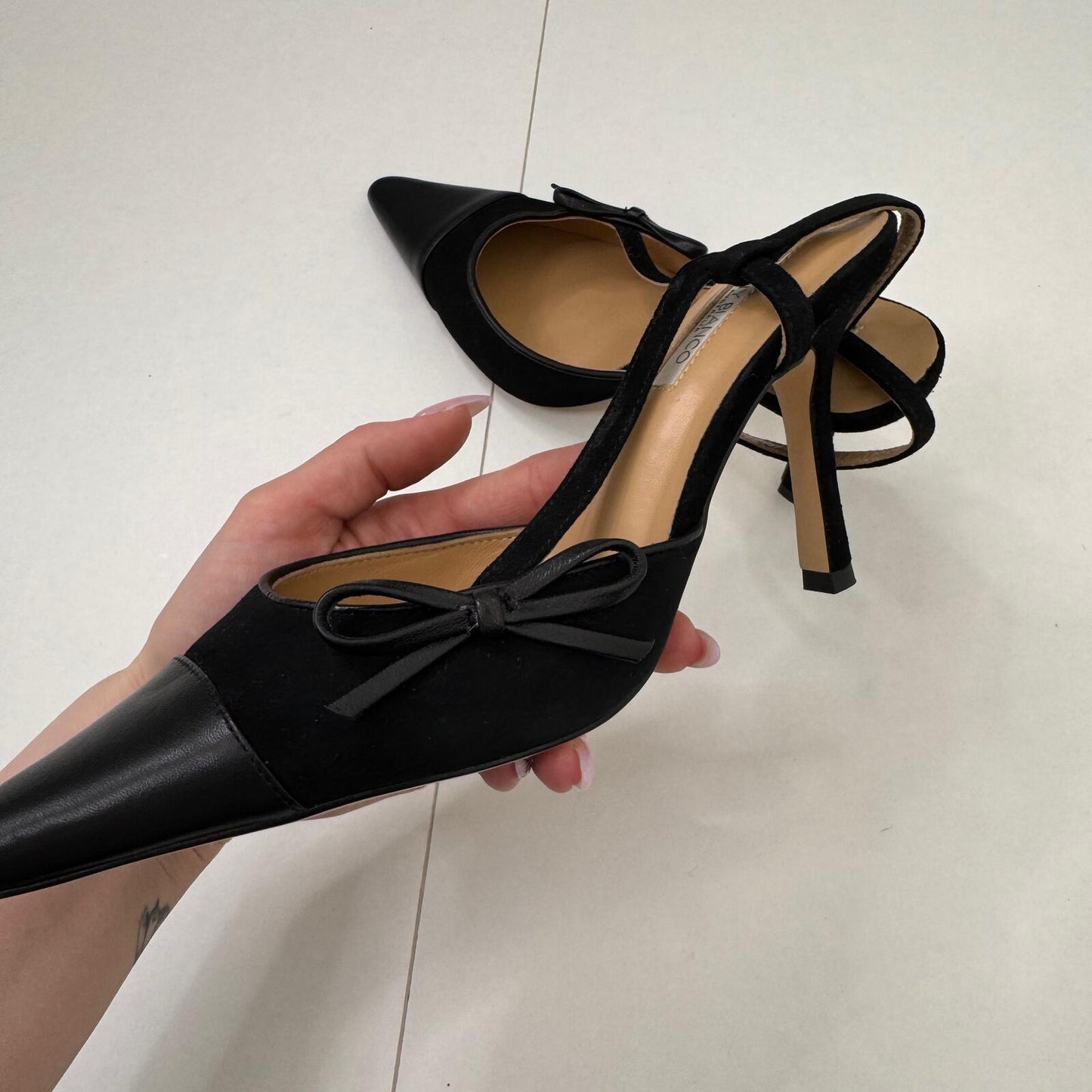 Tony Bianco Harmony slingback heels genuine leather pointed toe stiletto bow