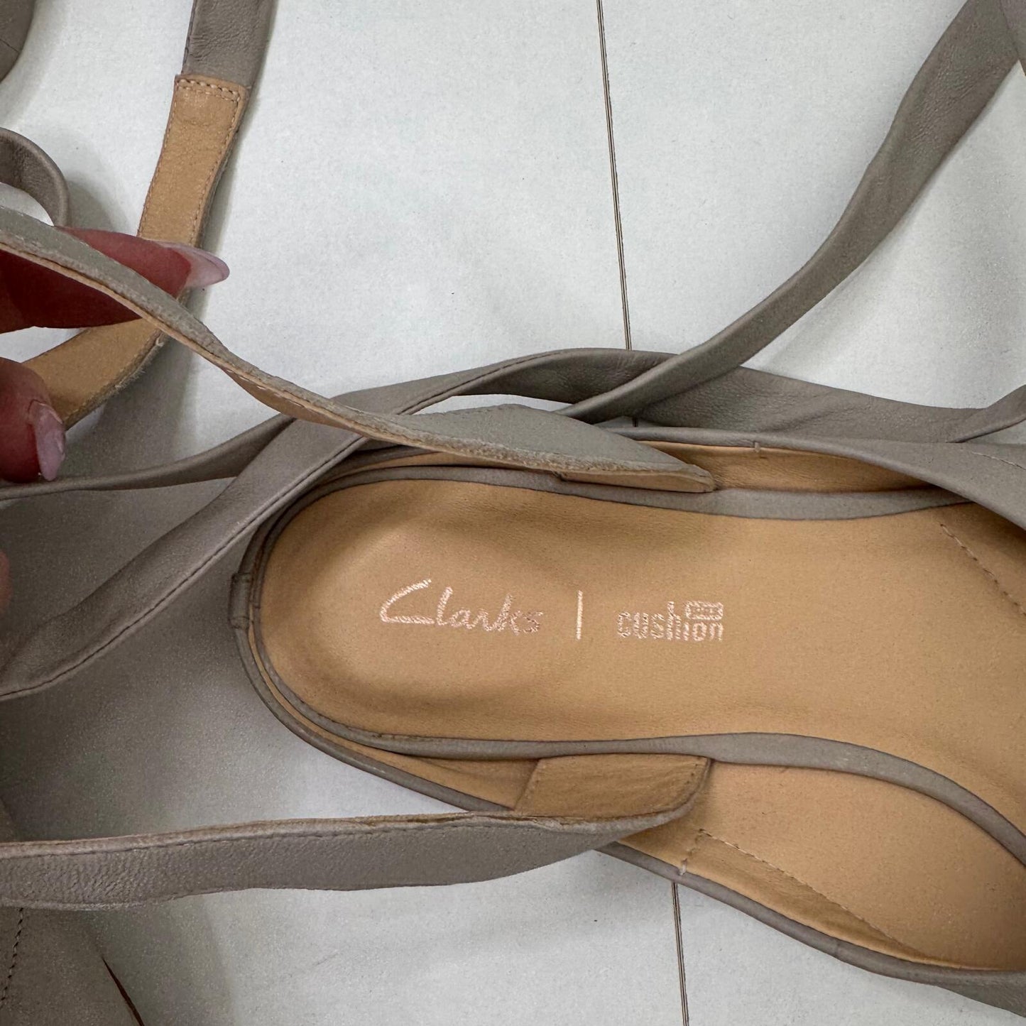 Y2K vintage genuine leather flats ballerina lace up grey