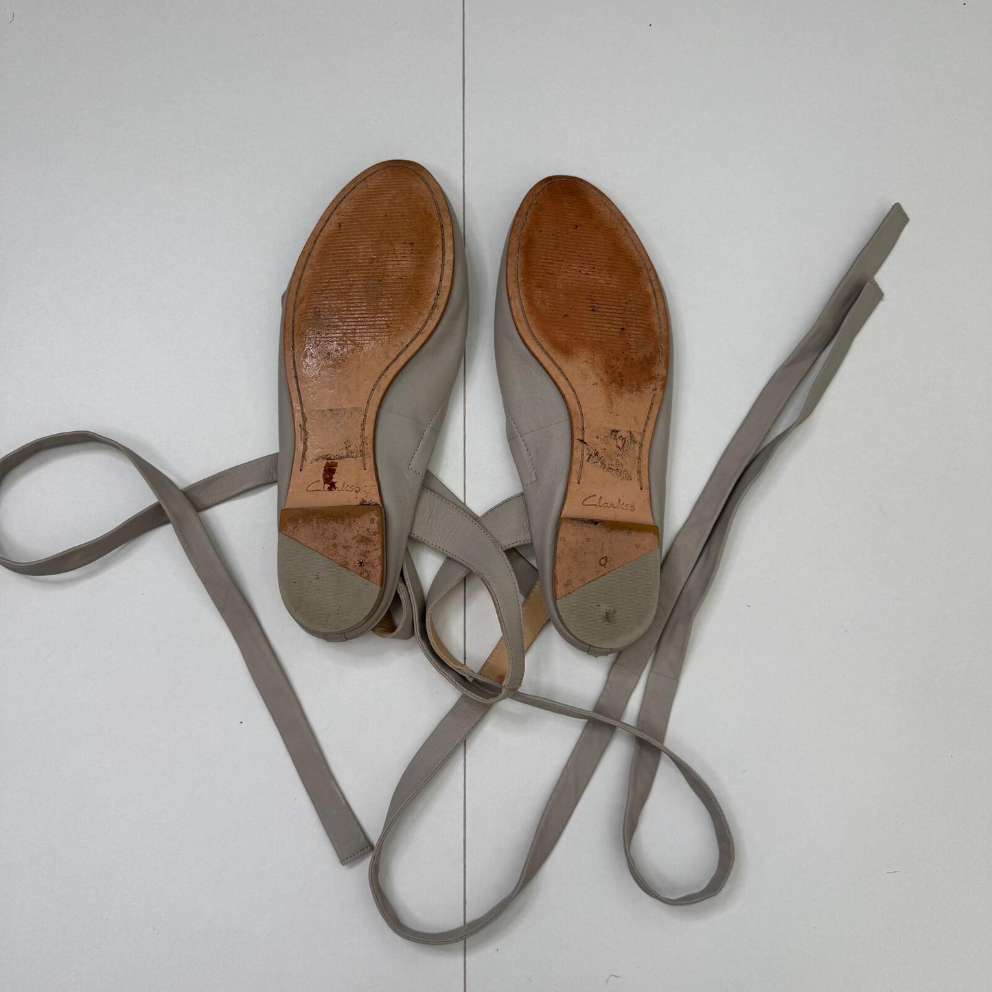 Y2K vintage genuine leather flats ballerina lace up grey
