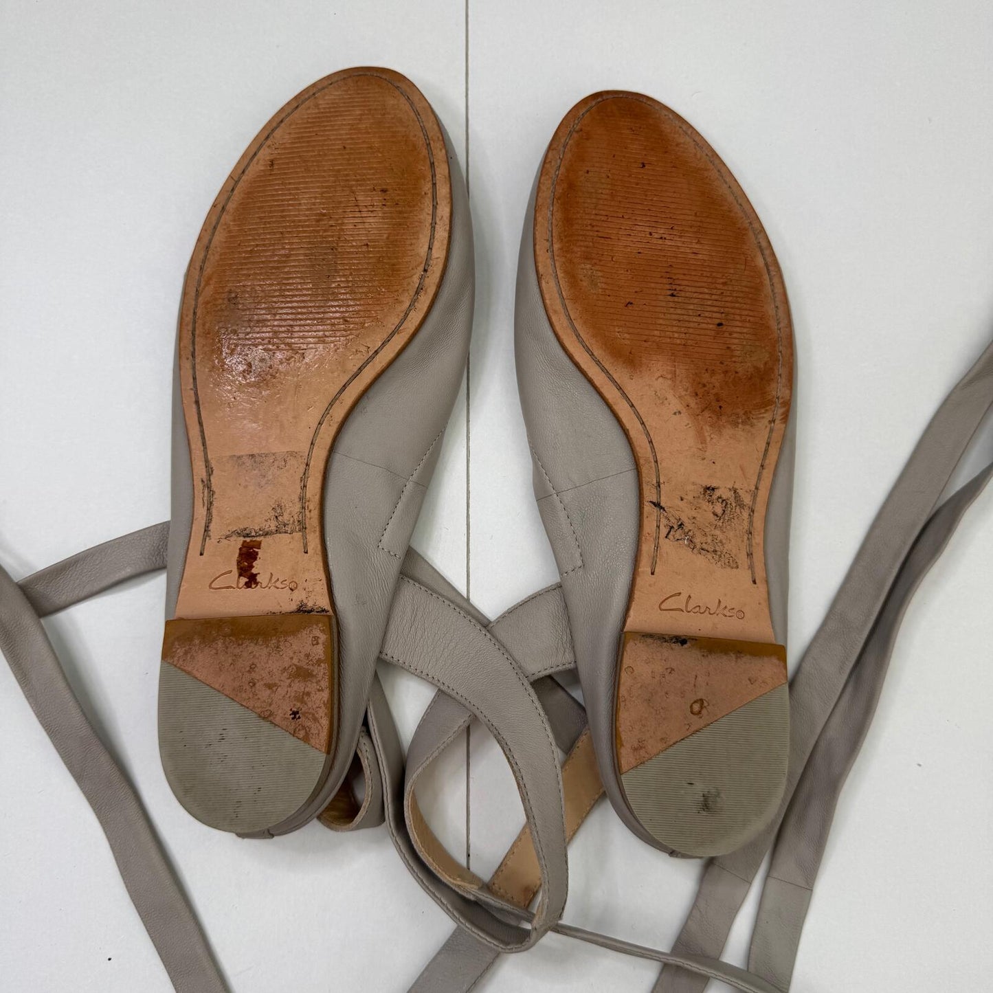 Y2K vintage genuine leather flats ballerina lace up grey