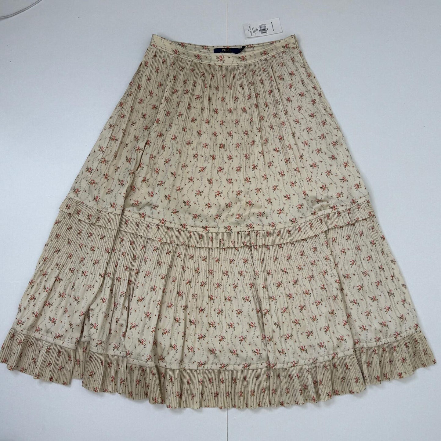 Polo Ralph Lauren Jaclyn midi skirt ditsy floral pleated a line cream BRAND NEW
