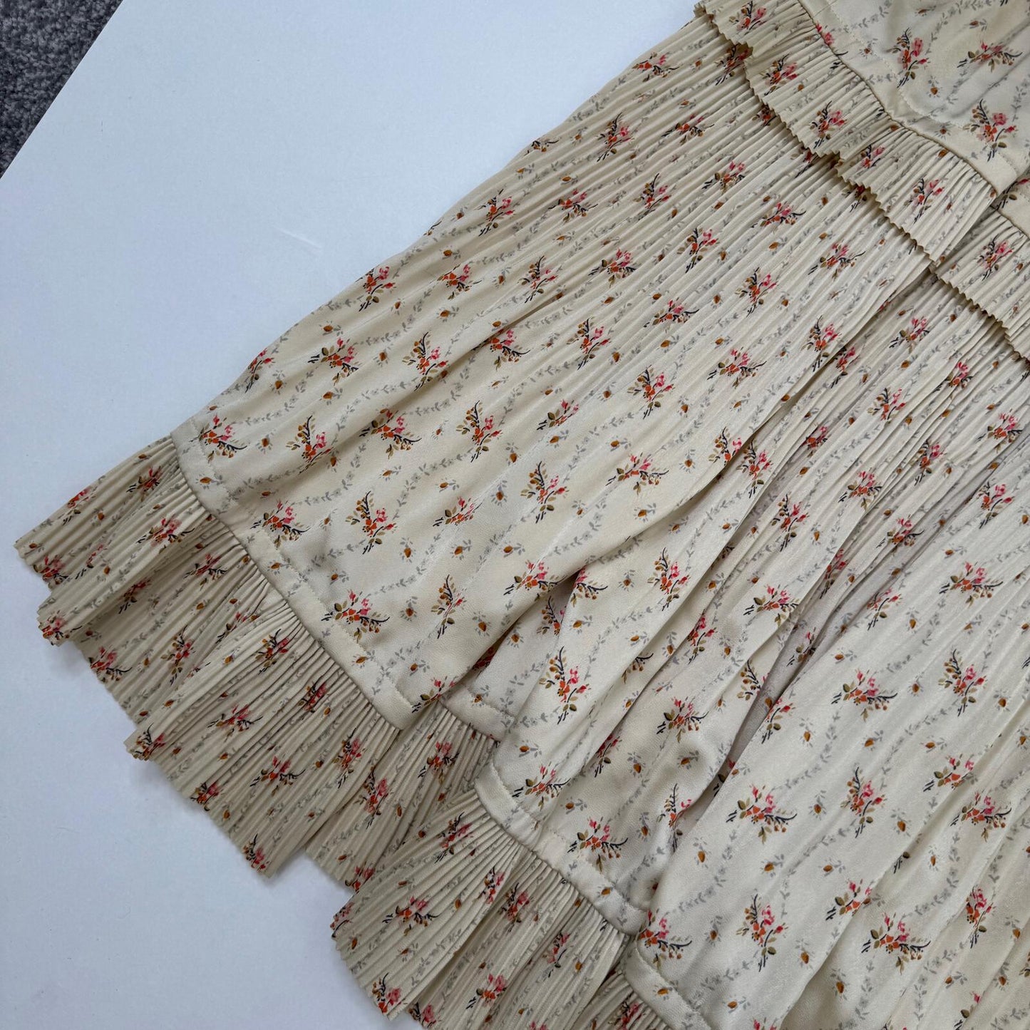 Polo Ralph Lauren Jaclyn midi skirt ditsy floral pleated a line cream BRAND NEW