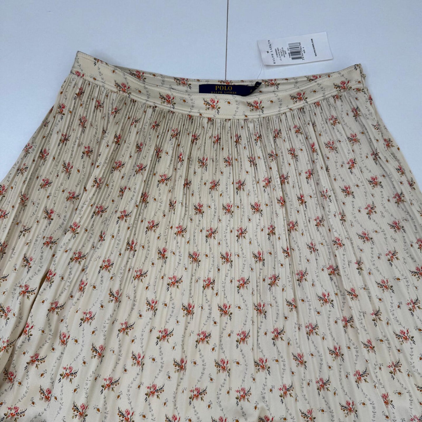 Polo Ralph Lauren Jaclyn midi skirt ditsy floral pleated a line cream BRAND NEW