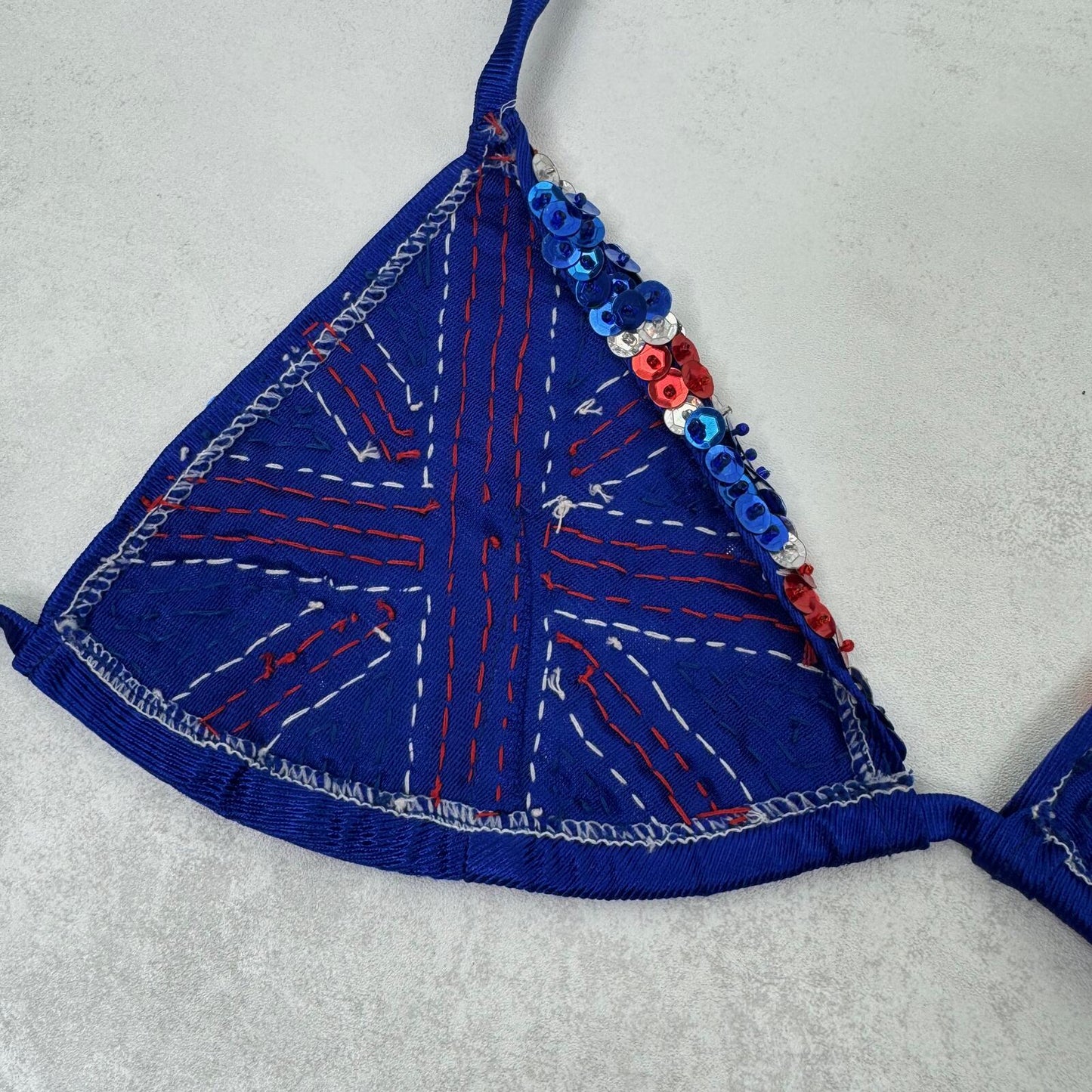 Vintage Union Jack halter top sequin embellished bikini fit 1990s 90s
