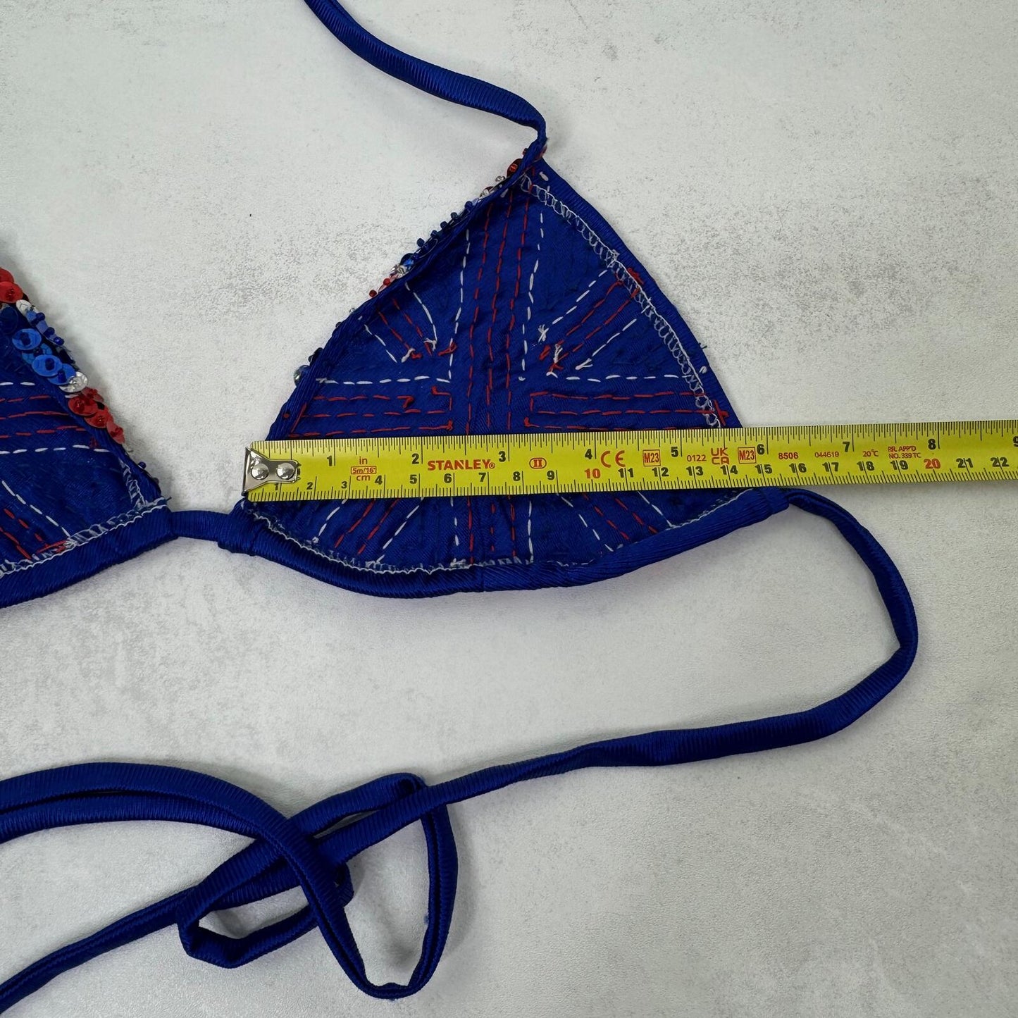 Vintage Union Jack halter top sequin embellished bikini fit 1990s 90s
