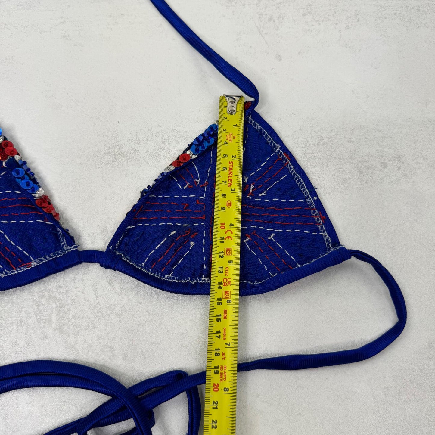Vintage Union Jack halter top sequin embellished bikini fit 1990s 90s