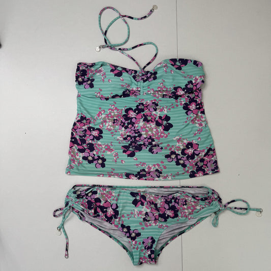 Y2K vintage tankini set floral halter neck bikini bottoms matching ruched bows